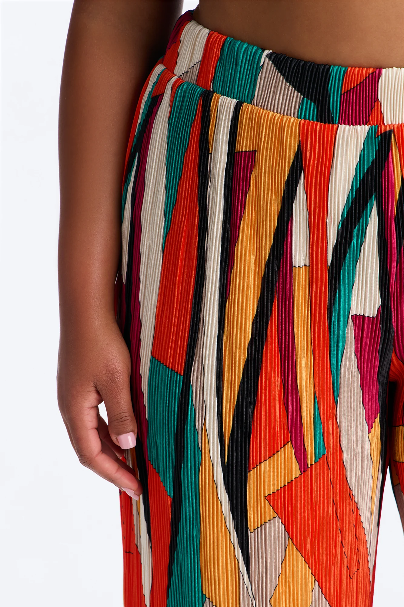 Pure Bliss Printed Plisse Pant - Orange/combo - Image 7