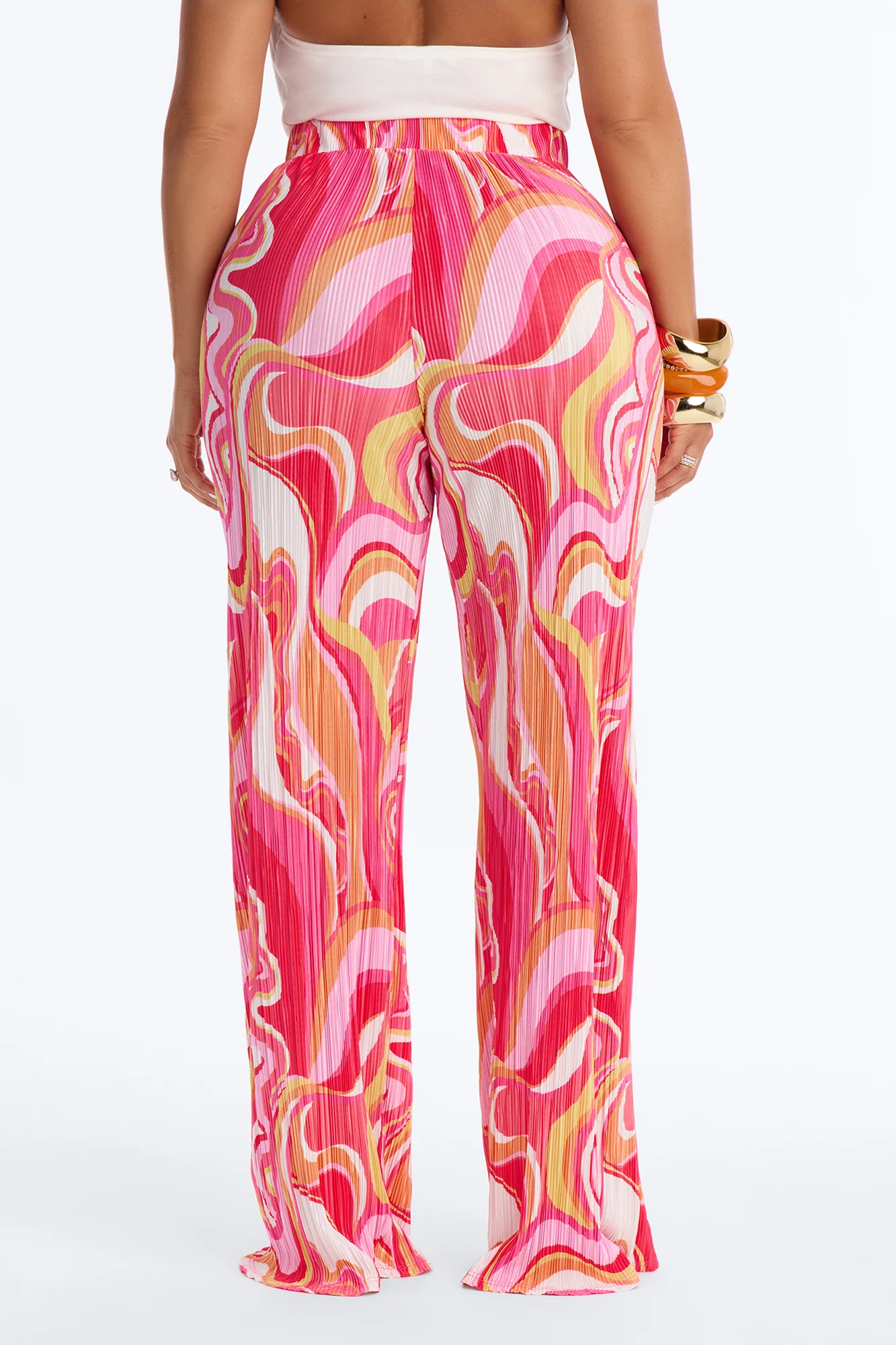 Pure Bliss Printed Plisse Pant - Pink/combo - Image 4