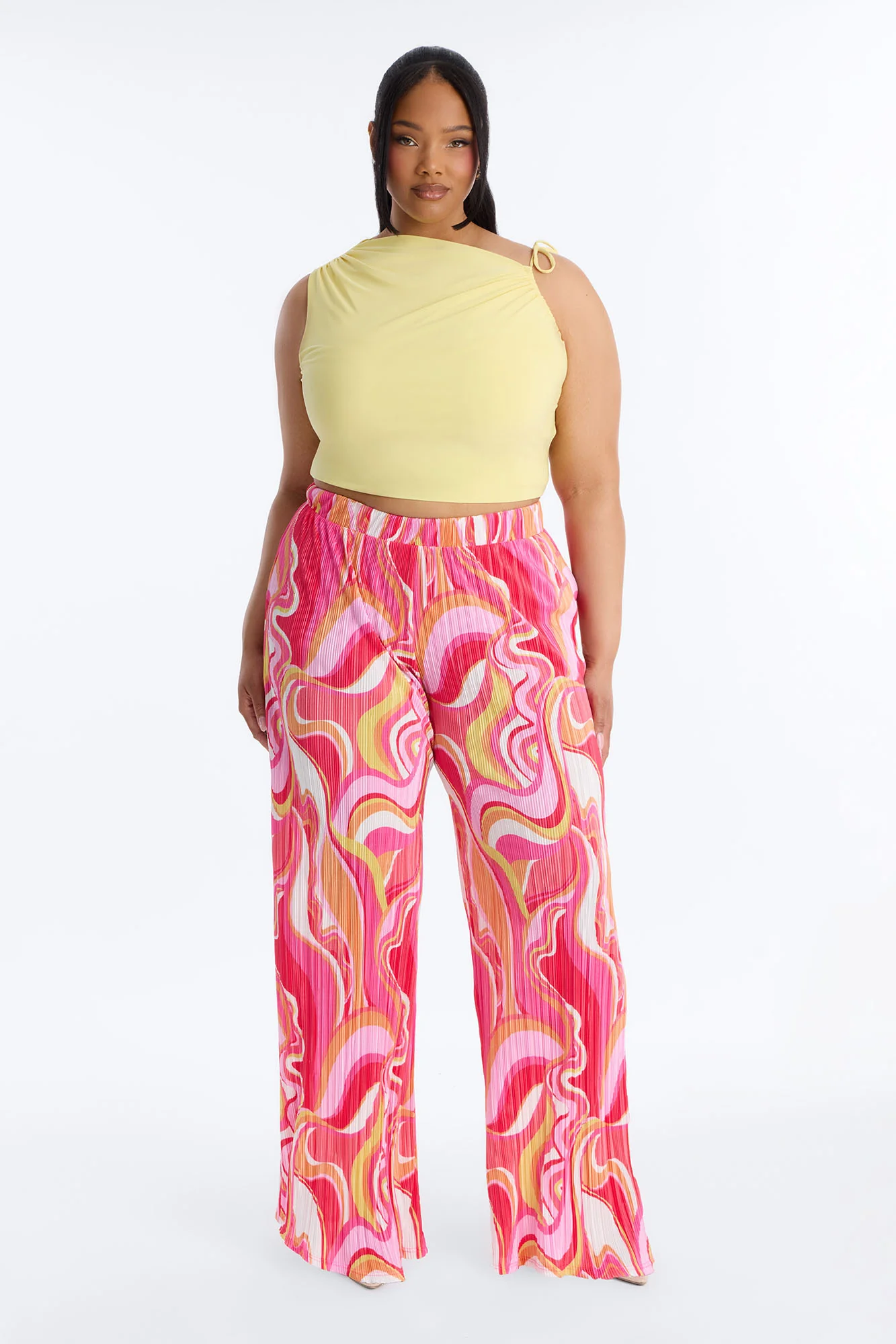 Pure Bliss Printed Plisse Pant - Pink/combo - Image 5