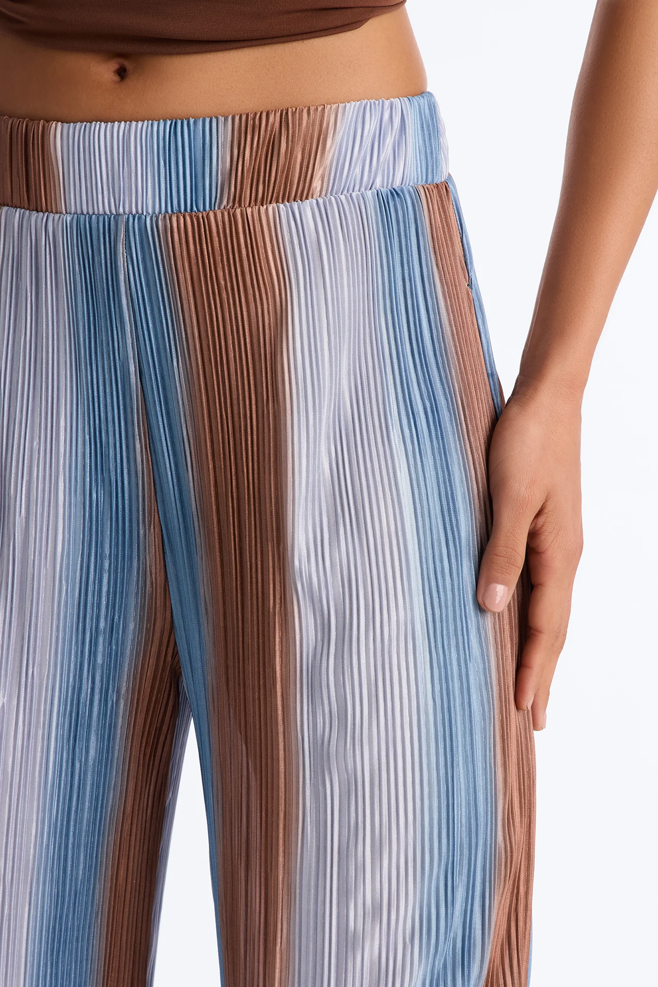 Pure Bliss Printed Plisse Pant - Royal/combo - Image 3