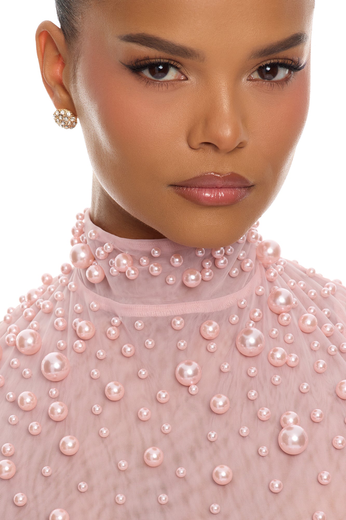 Pure Bliss Sheer Pearl Bodysuit - Light Pink - Image 10