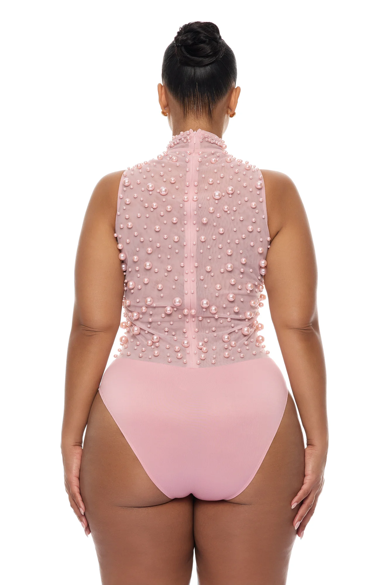Pure Bliss Sheer Pearl Bodysuit - Light Pink - Image 11