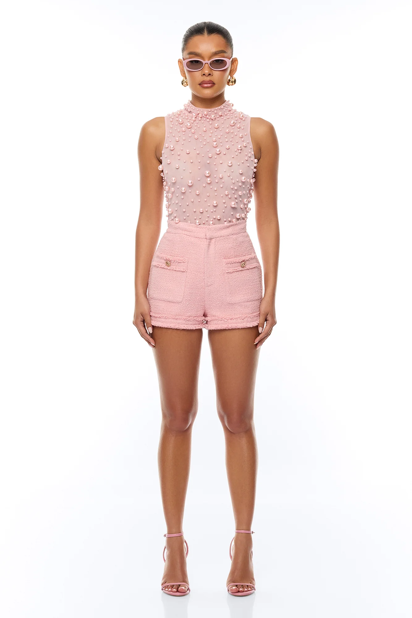 Pure Bliss Sheer Pearl Bodysuit - Light Pink - Image 2