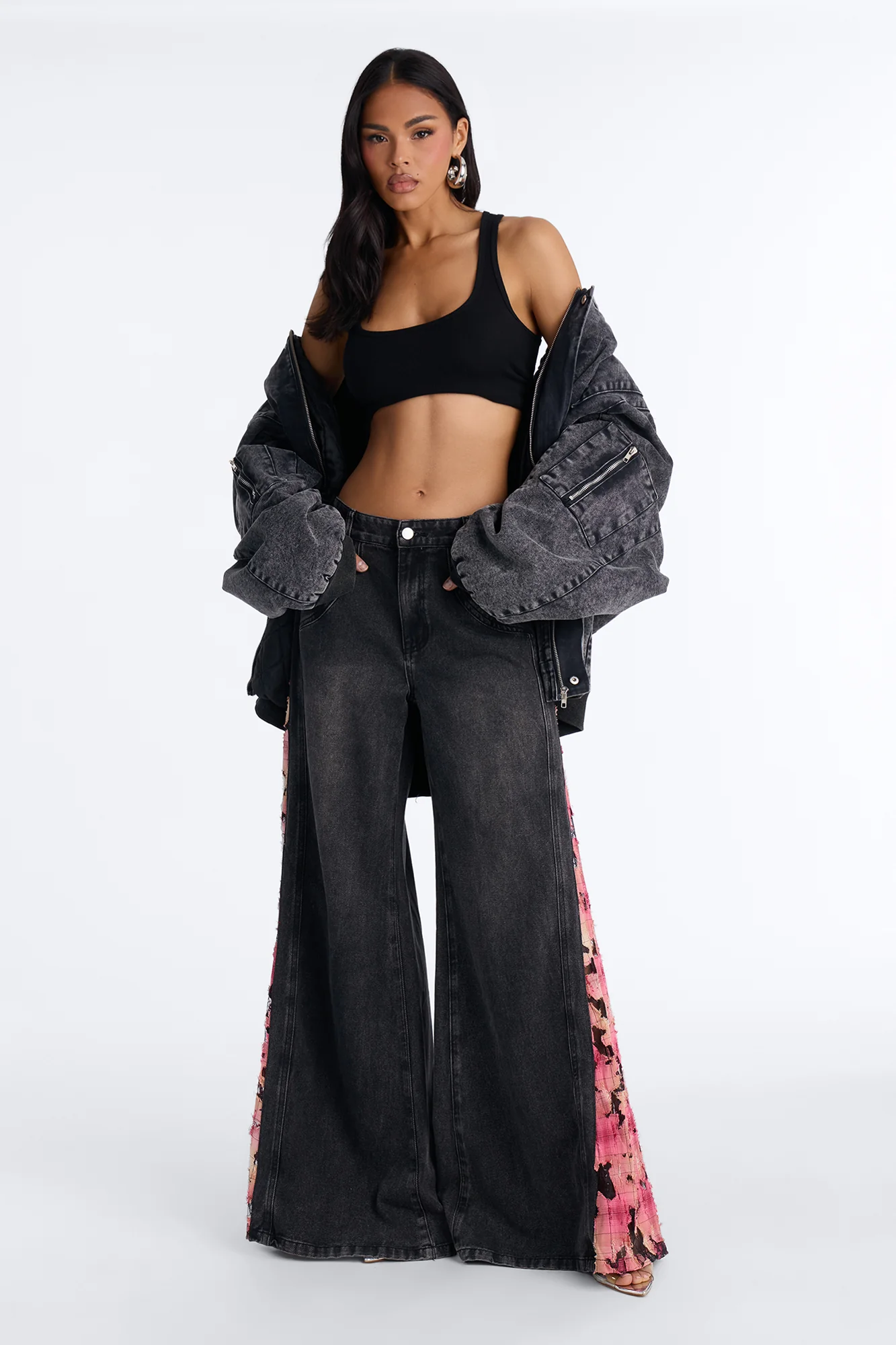 Pure Emotion Mid Rise Wide Leg Jeans - Black Wash - Image 2