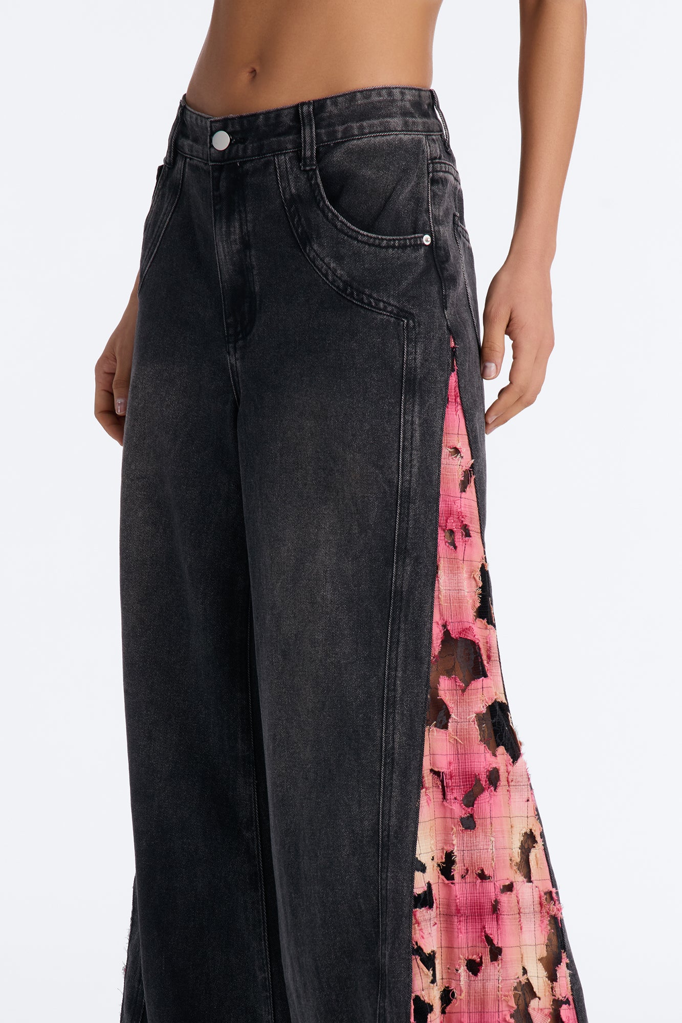 Pure Emotion Mid Rise Wide Leg Jeans - Black Wash - Image 4