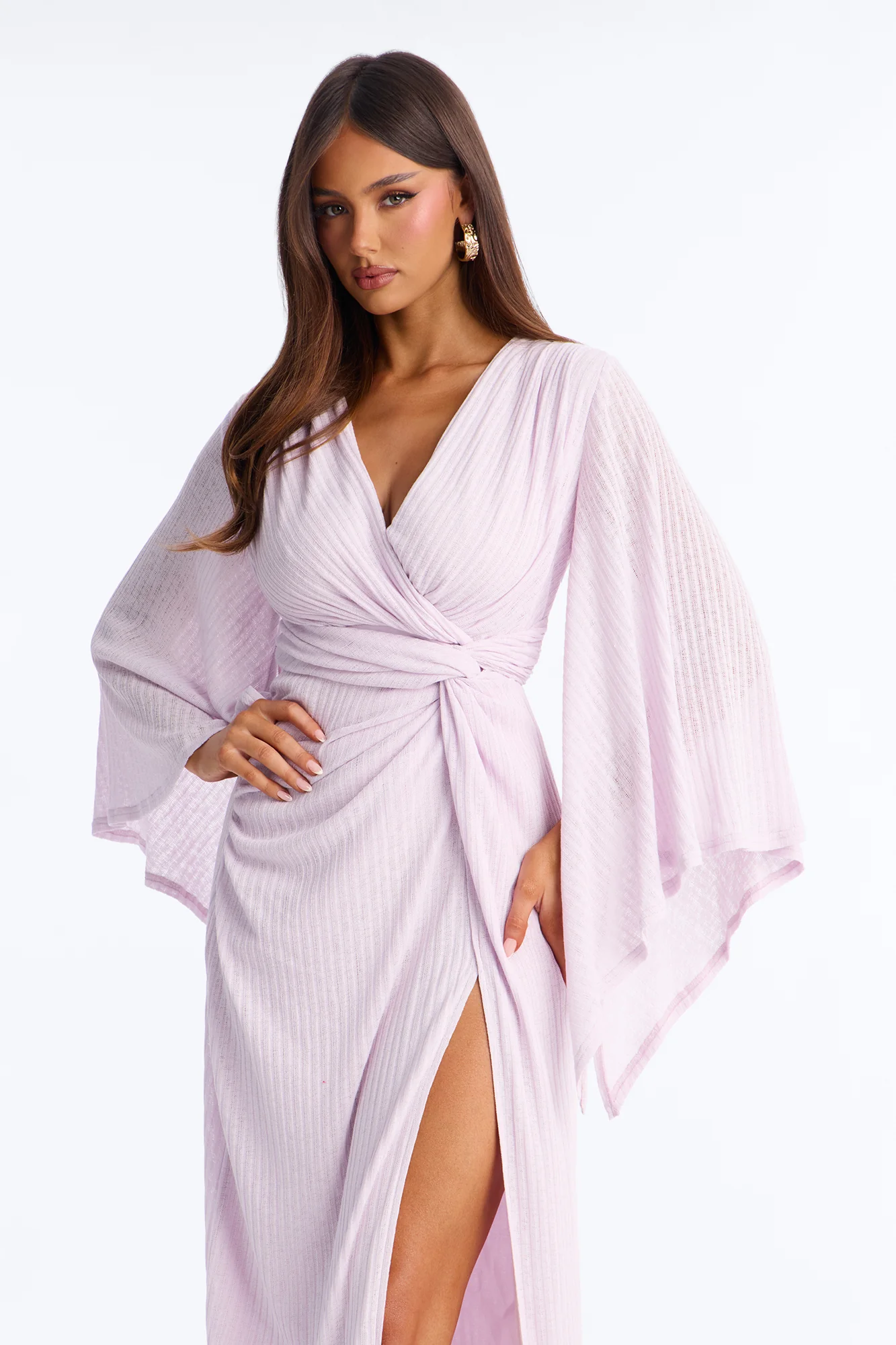 Pure Femme Bell Sleeve Maxi Dress - Lavender - Image 2