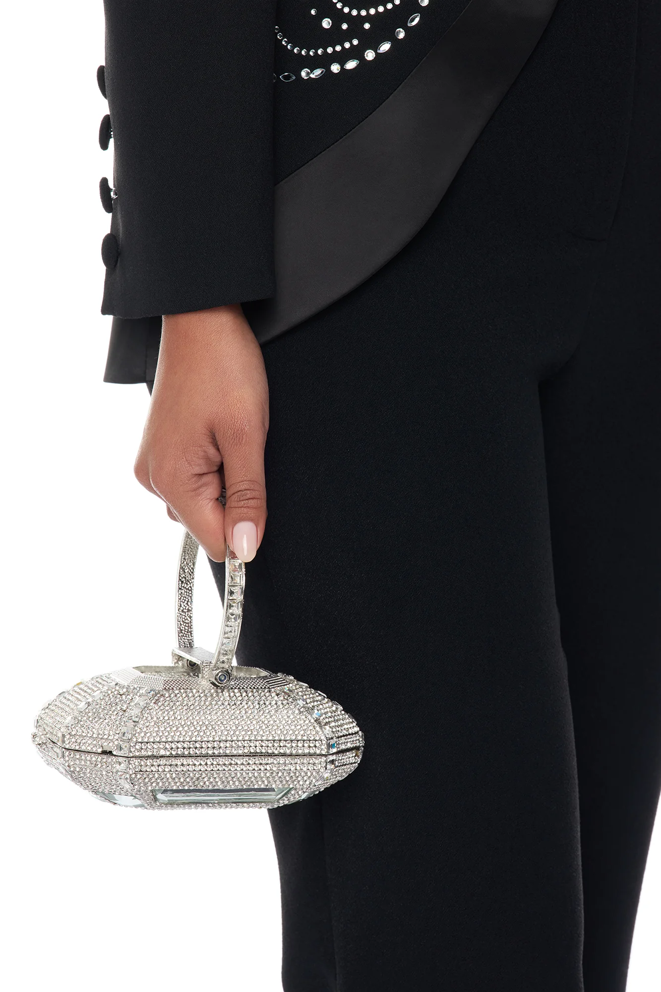 Put A Ring On It Rhinestone Clutch - Silver