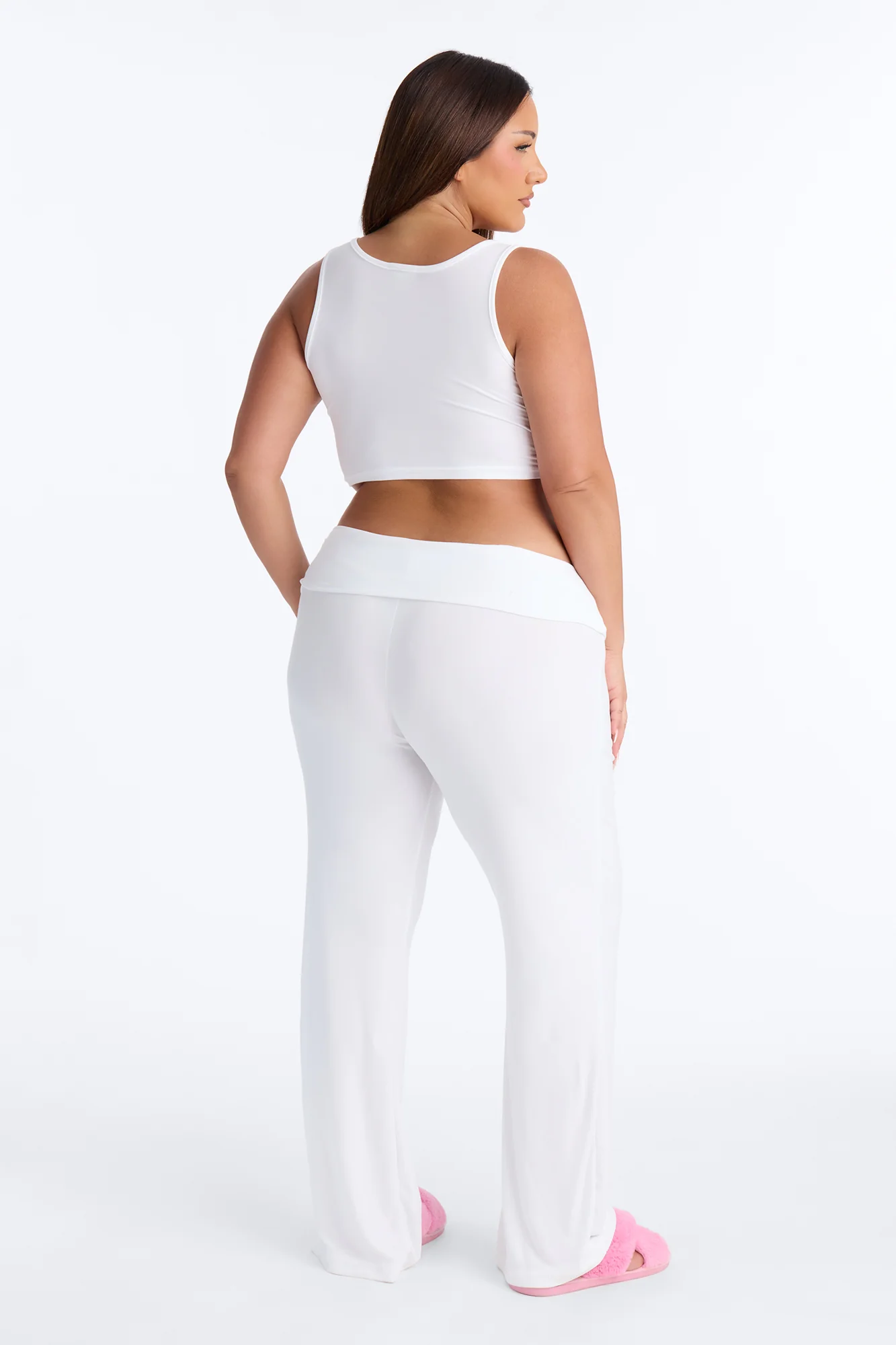 Put A Ring On It Tank & Foldover Pant PJ Set - White/Pink - Image 8