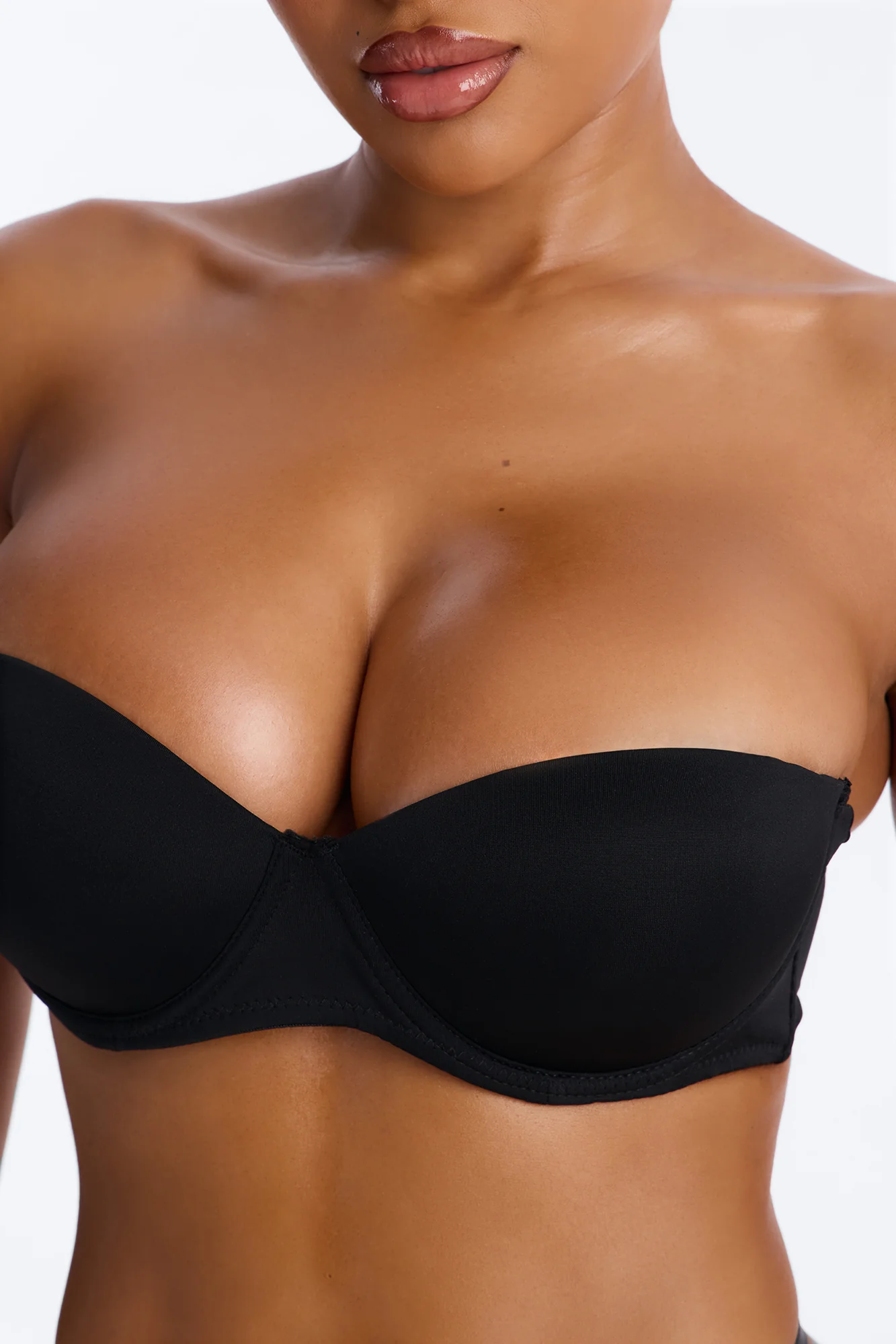 Quick Push Strapless Balconette Bra - Black - Image 3