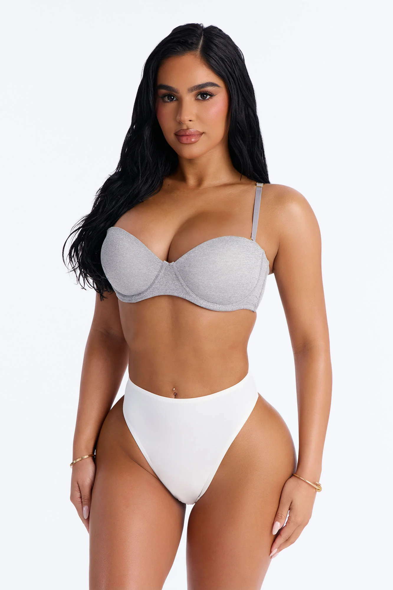 Quick Push Strapless Balconette Bra - Heather Grey - Image 2