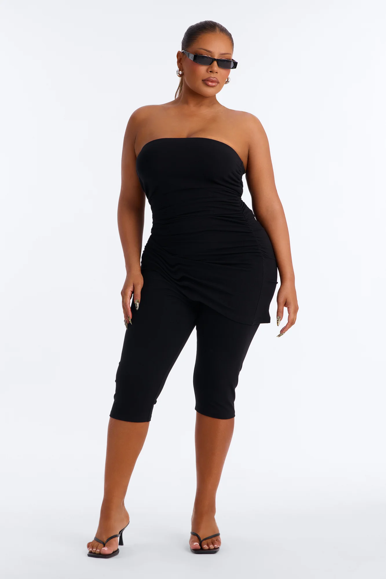 Quinn Asymmetrical Ruched Tube Top - Black - Image 6