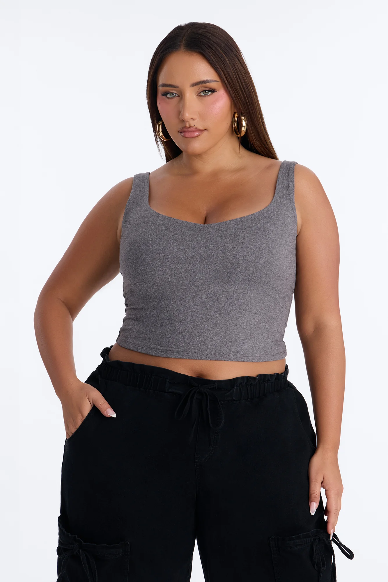 Quinn Double Lined Tank Top - Charcoal - Image 4