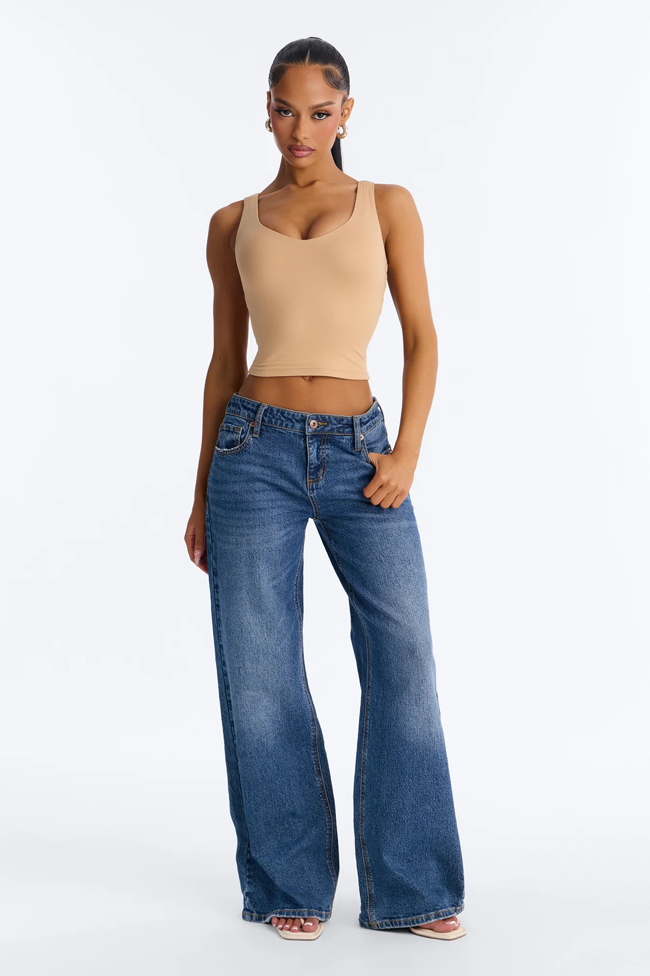Quinn Double Lined Tank Top - Tan - Image 2