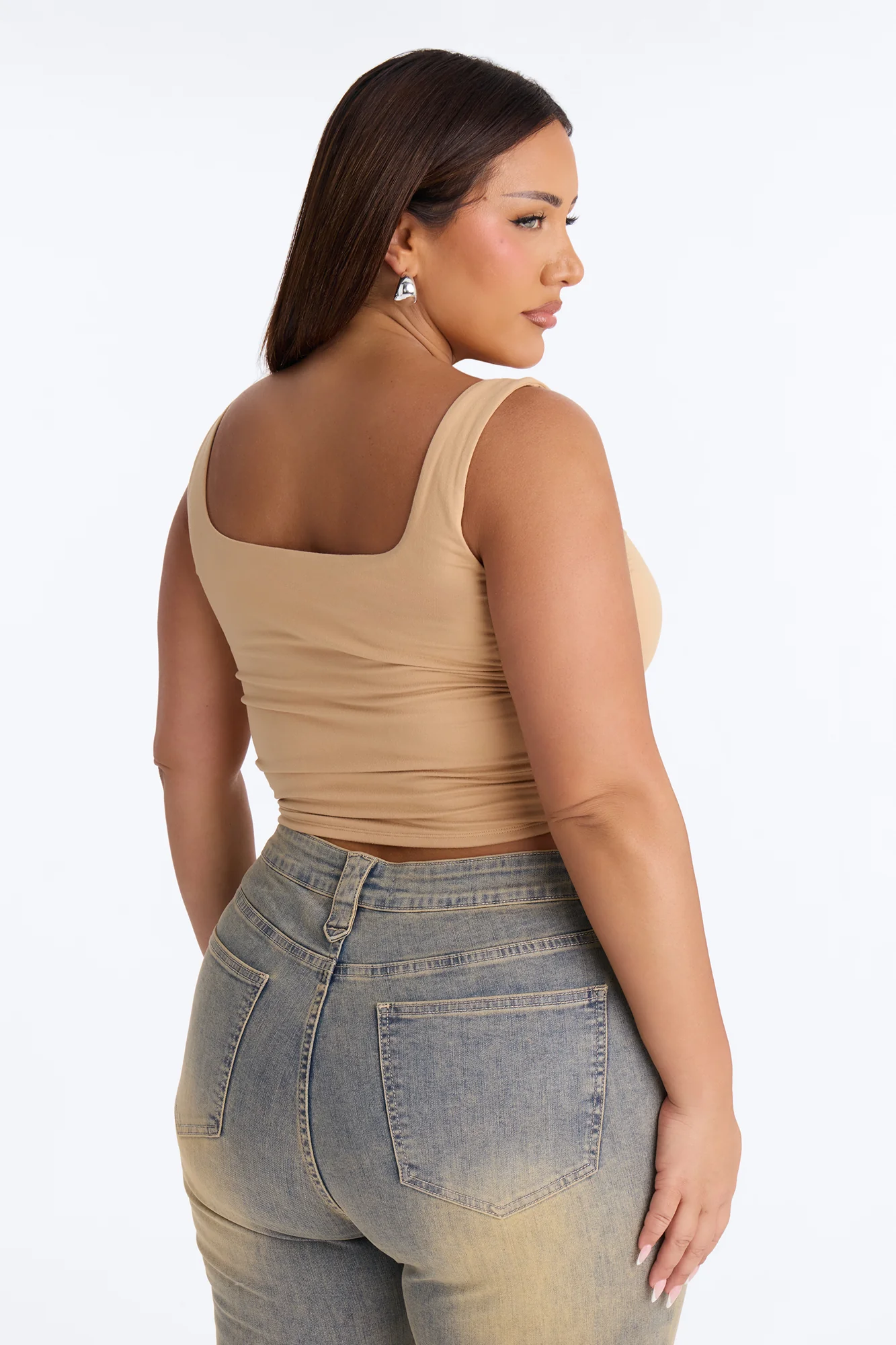 Quinn Double Lined Tank Top - Tan - Image 7