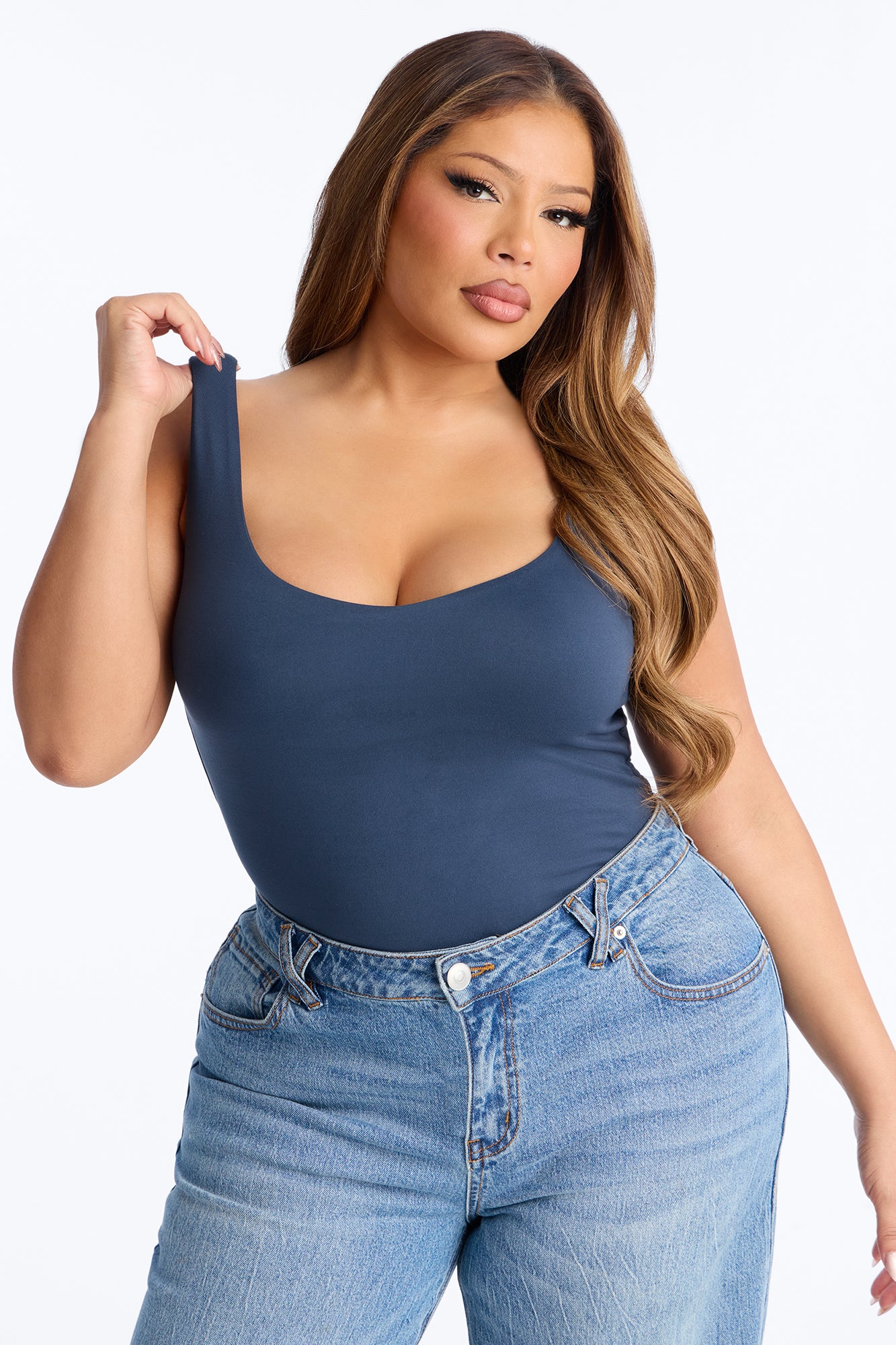 Quinn Double Lined Tank Top - Navy - Image 4
