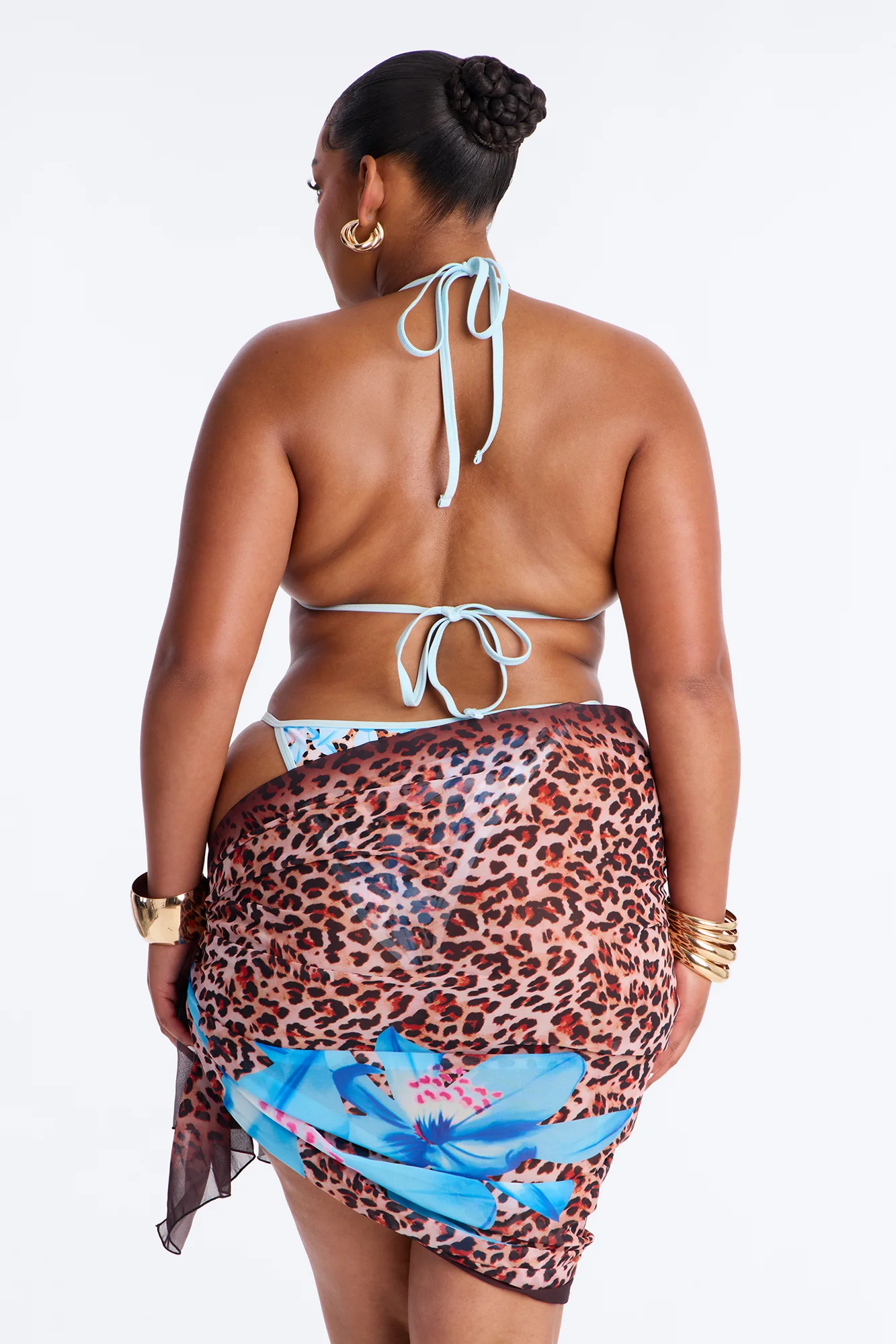 Quinn Floral Leopard 3 Piece Bikini Sarong Set - Leopard - Image 12