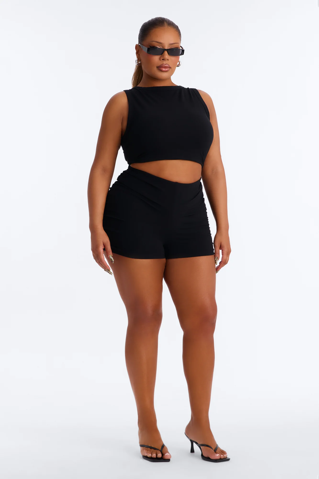 Quinn High Neck Tank Top - Black - Image 5