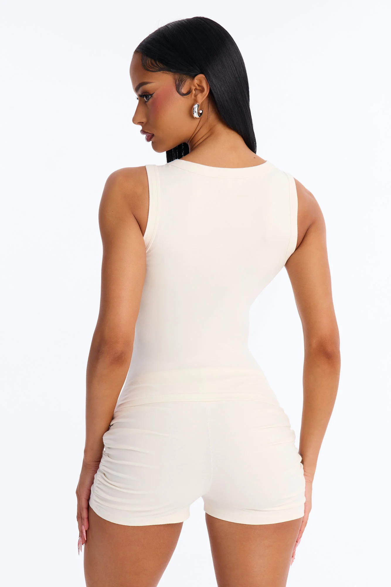 Quinn High Neck Tank Top - Cream - Image 4