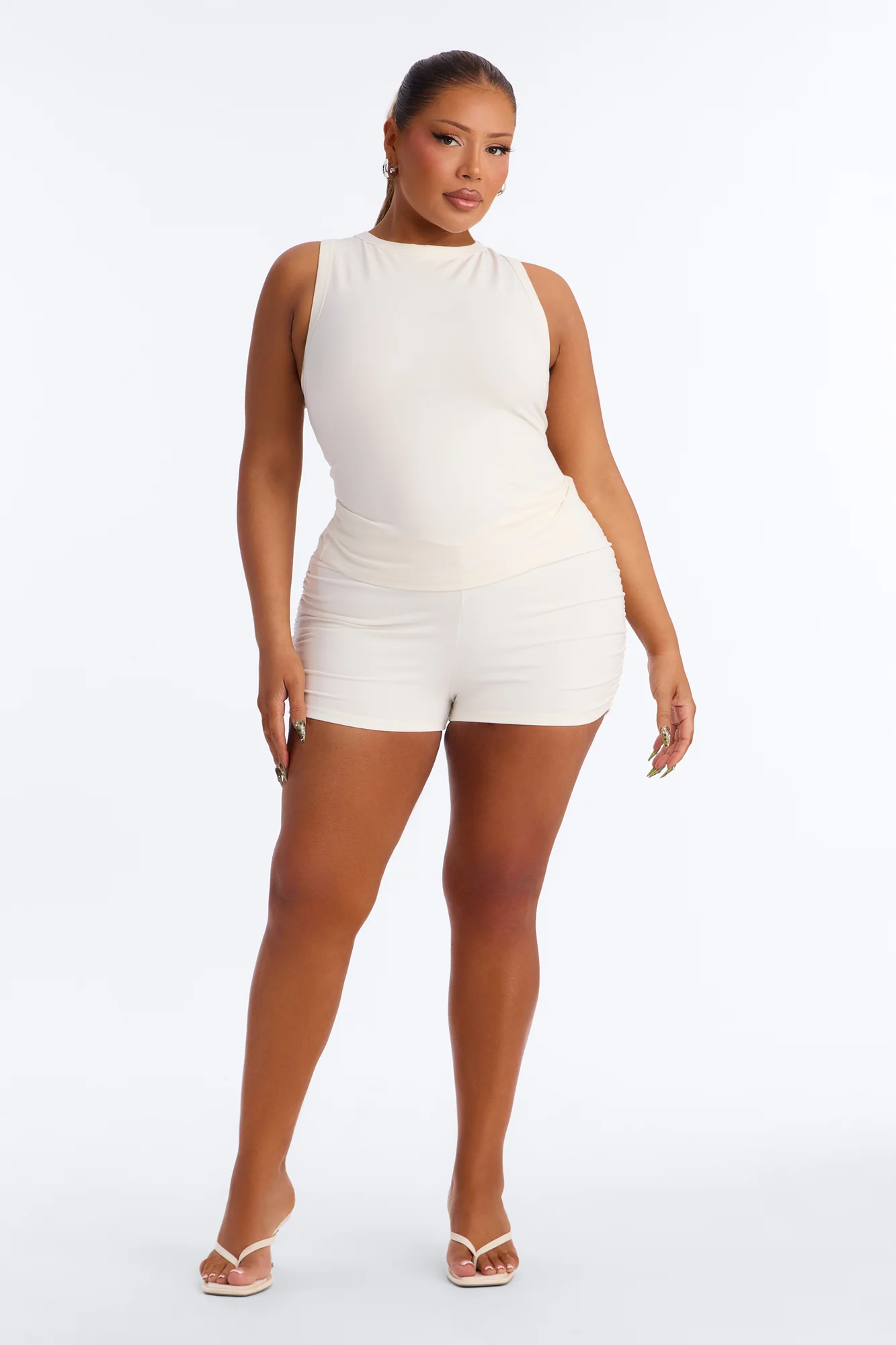 Quinn High Neck Tank Top - Cream - Image 6