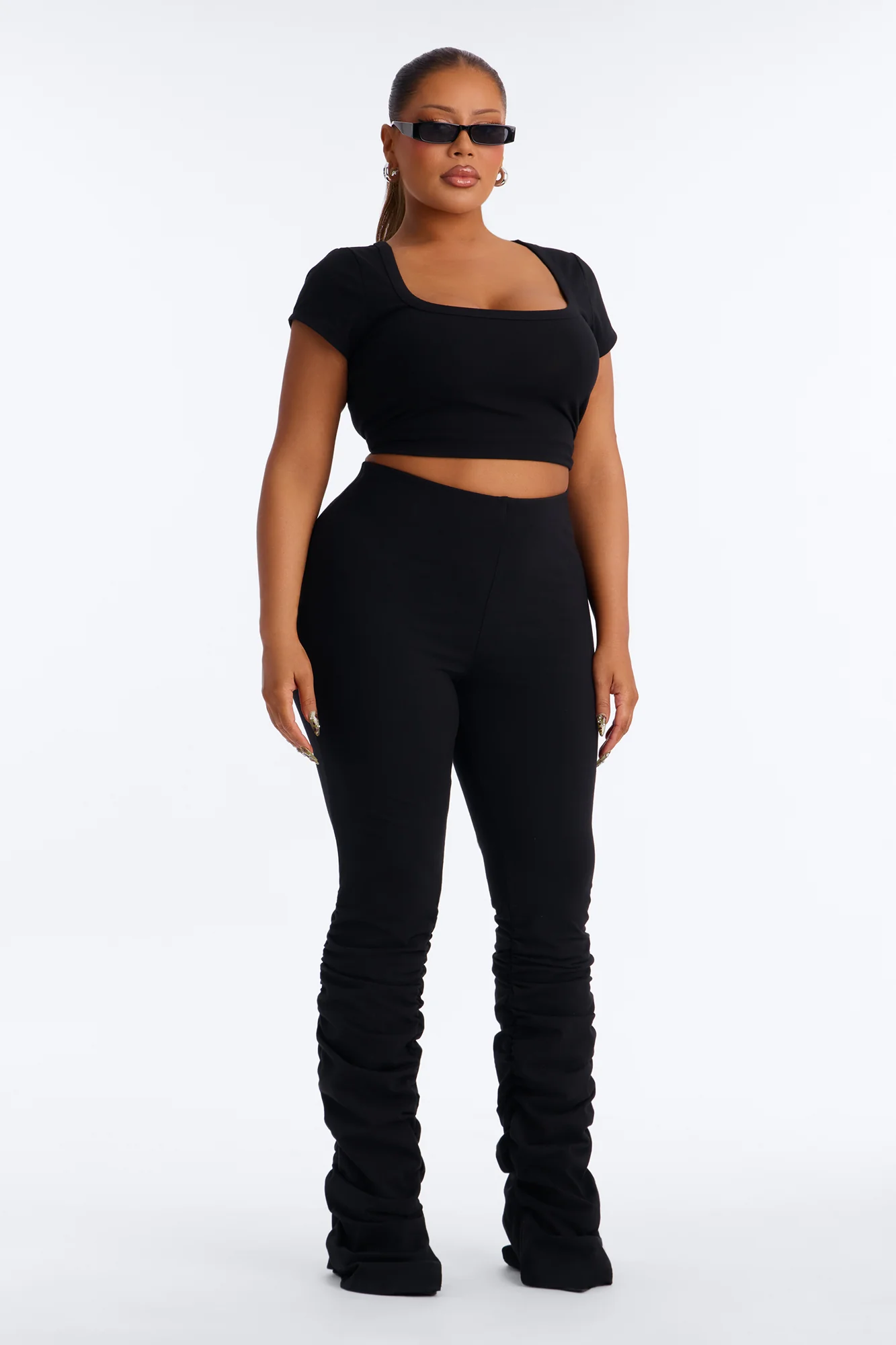 Quinn High Rise Stacked Legging - Black - Image 5