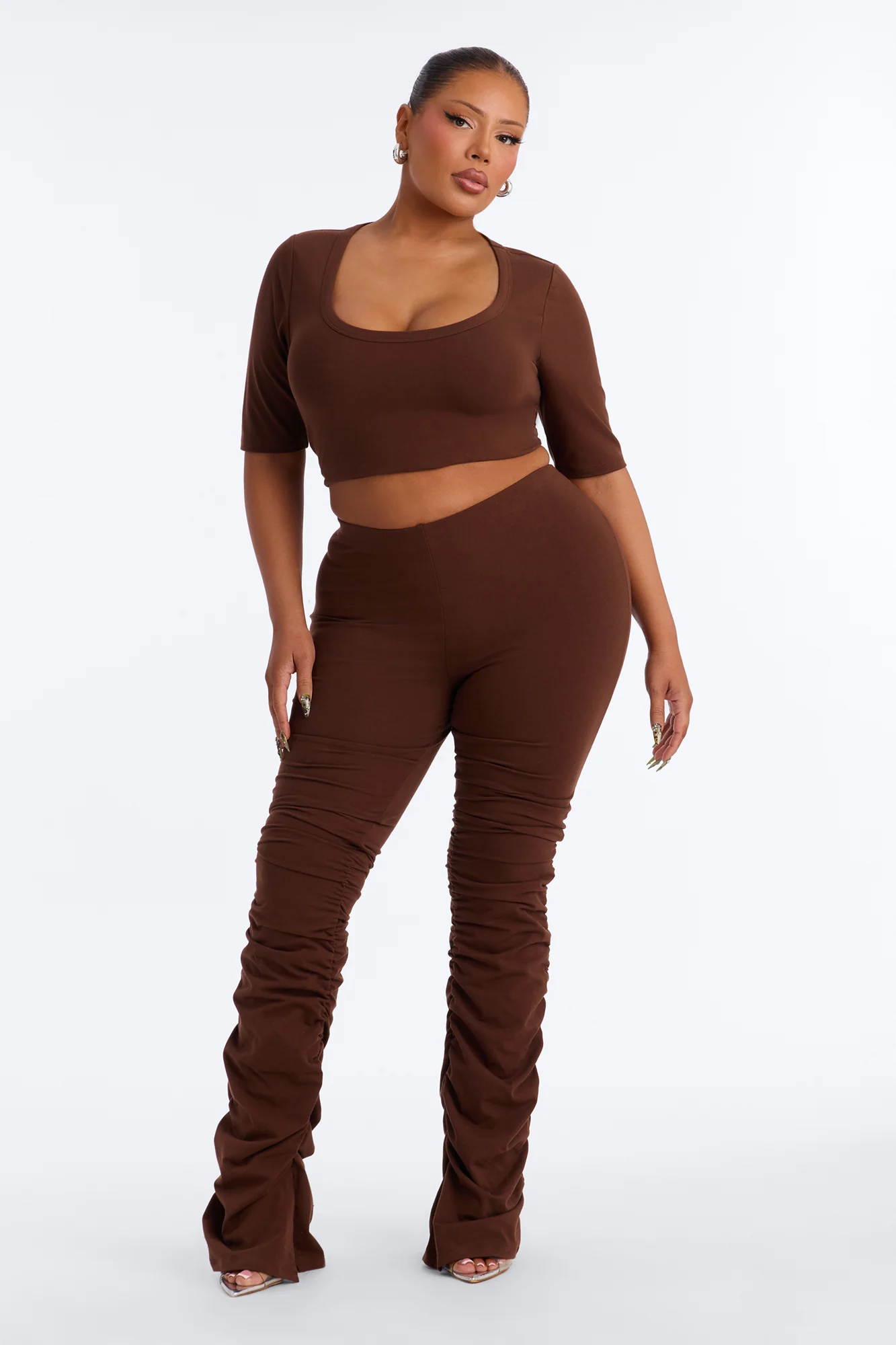 Quinn High Rise Stacked Legging - Brown - Image 5
