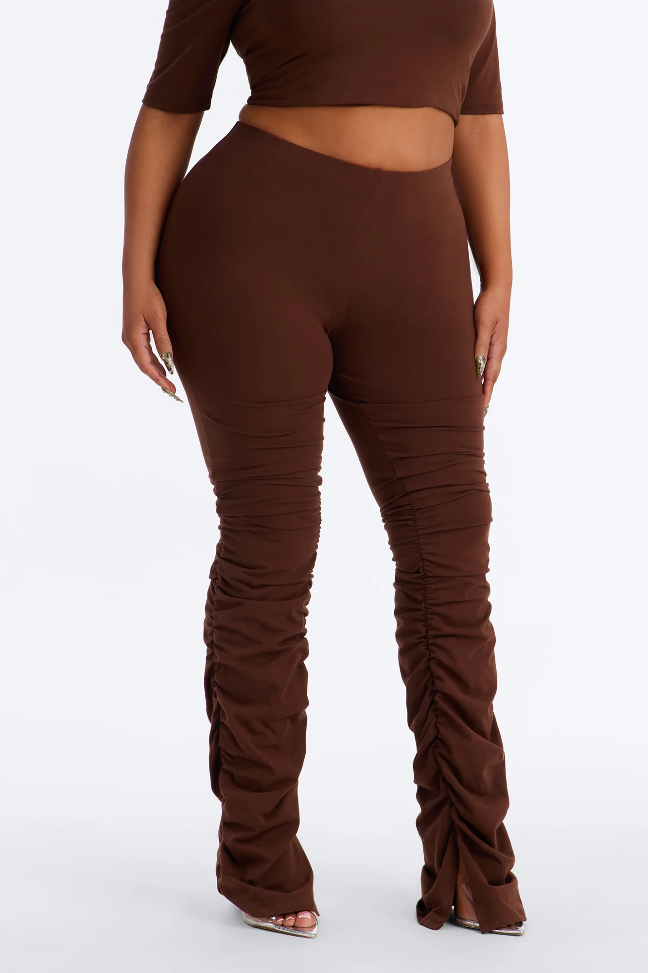 Quinn High Rise Stacked Legging - Brown - Image 6