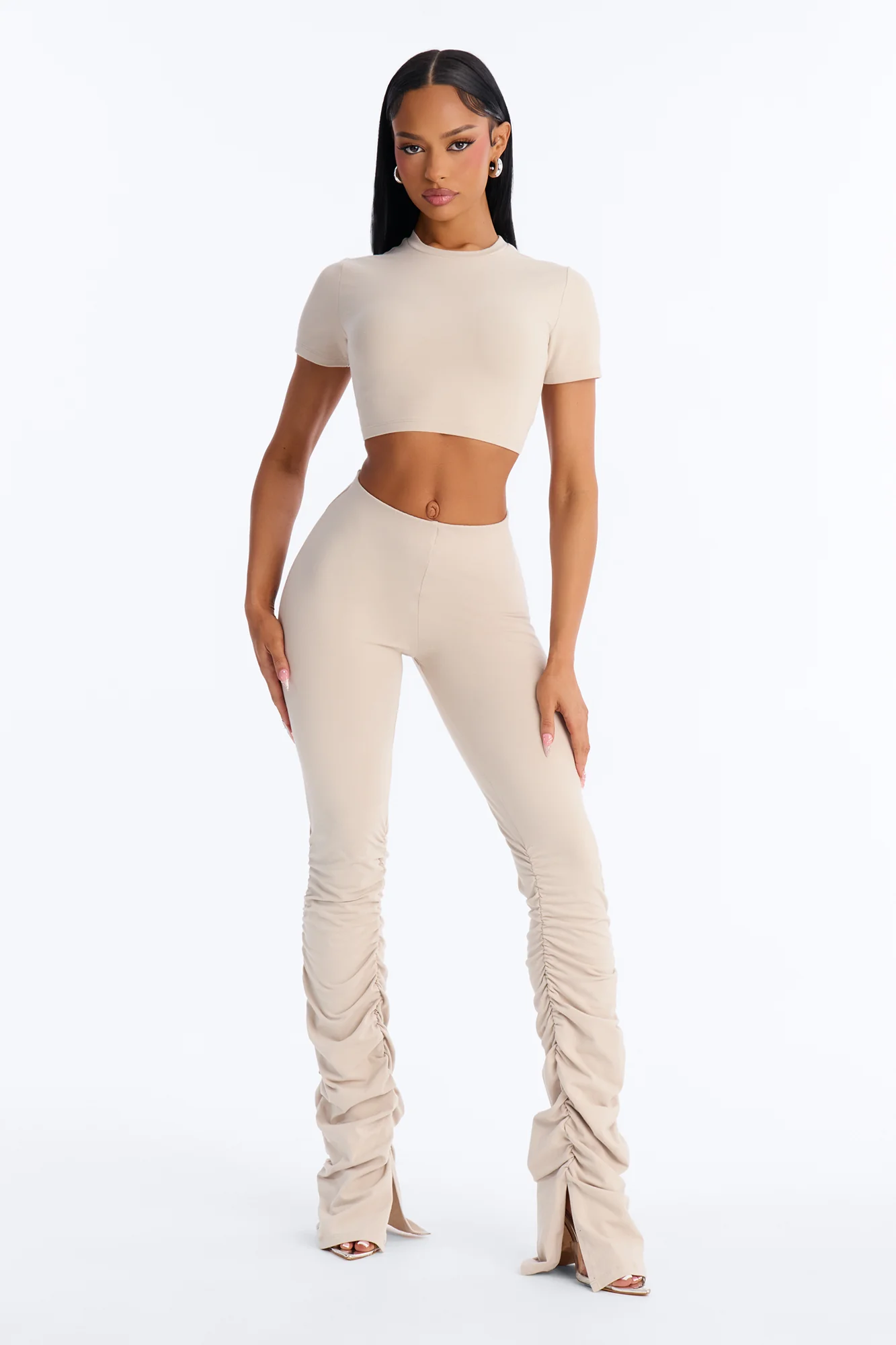 Quinn High Rise Stacked Legging - Stone