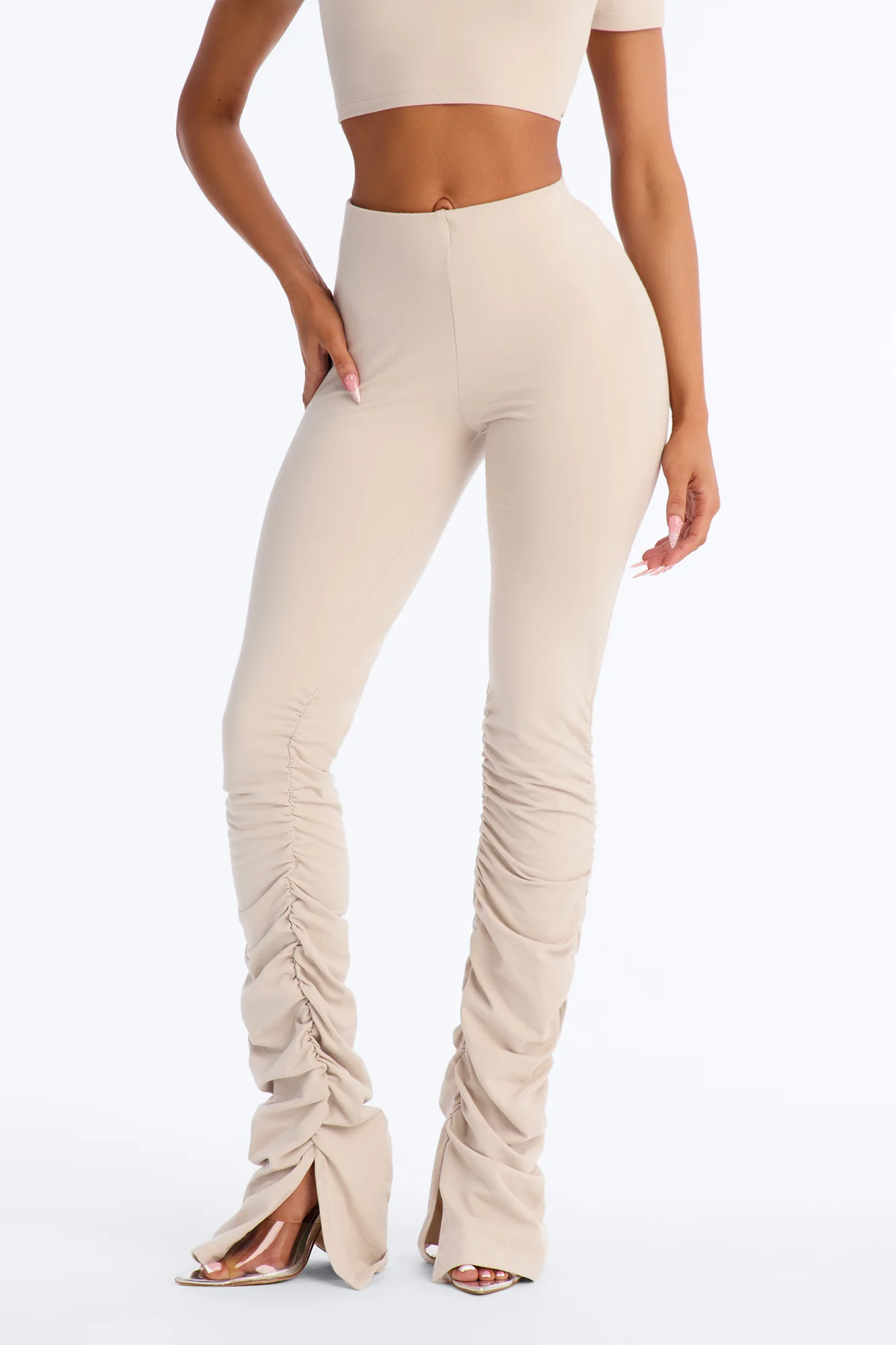 Quinn High Rise Stacked Legging - Stone - Image 2