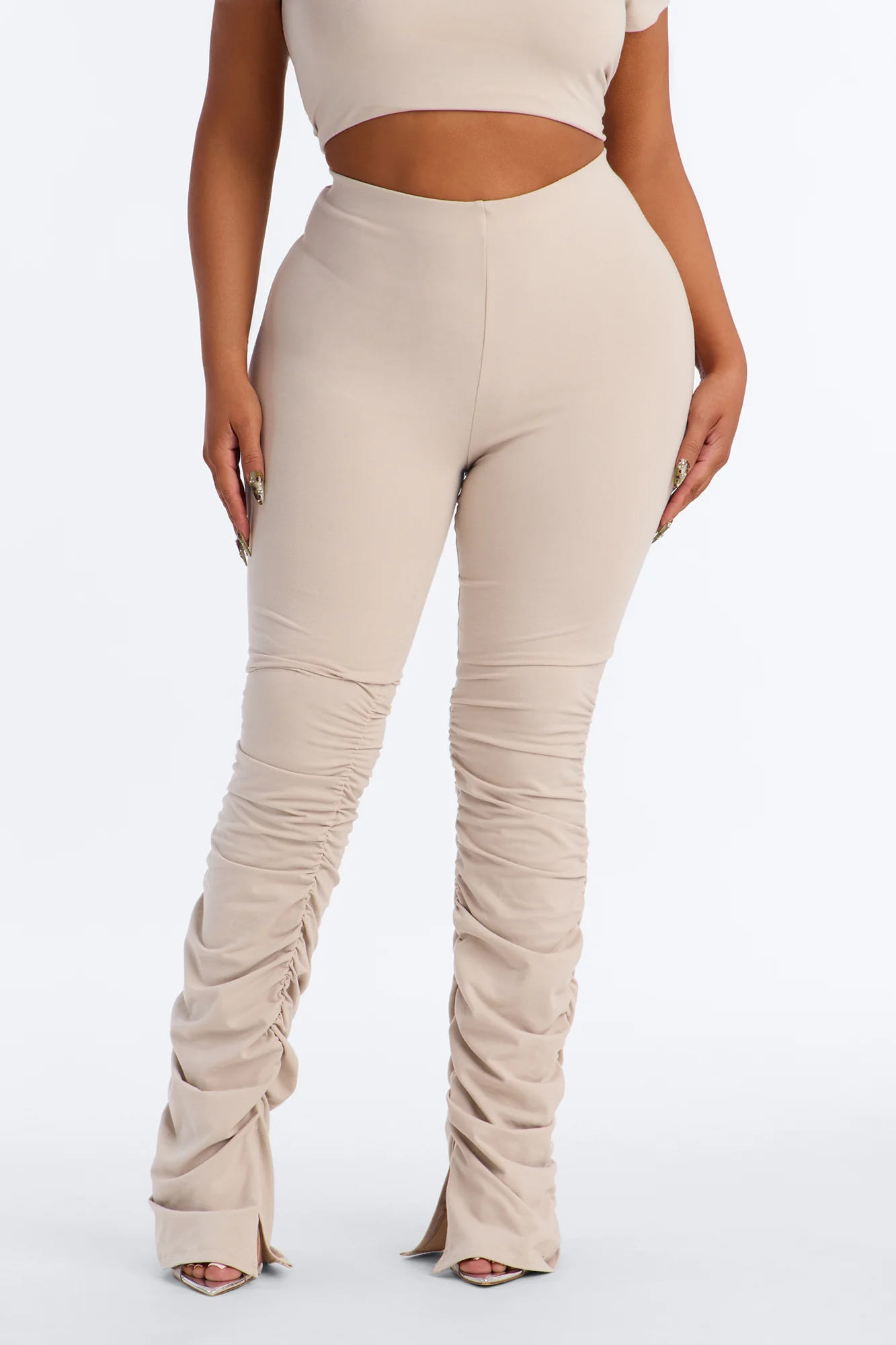 Quinn High Rise Stacked Legging - Stone - Image 6