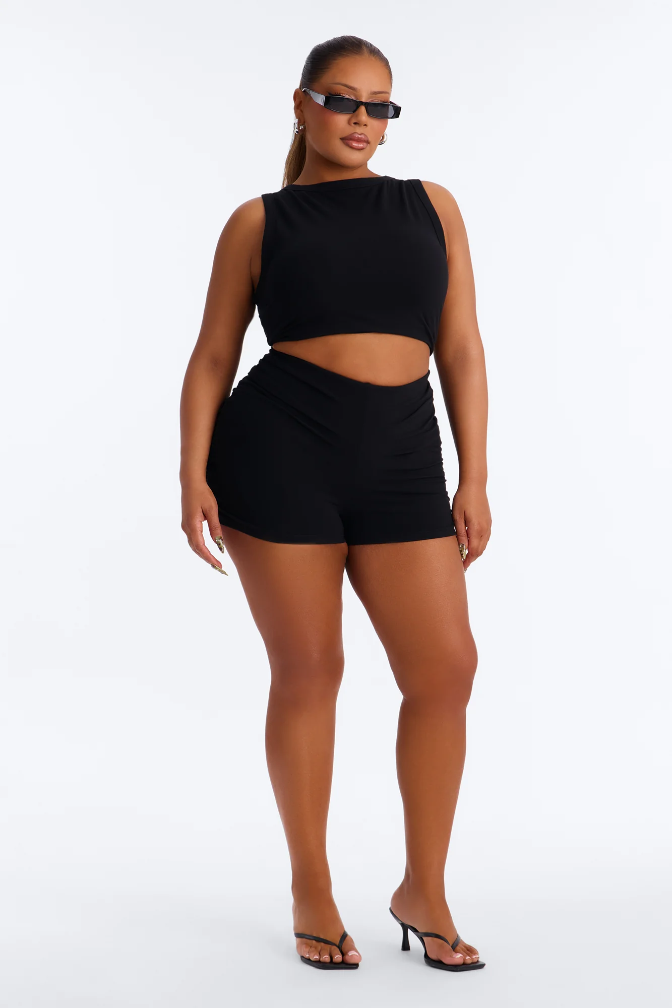 Quinn Low Rise Side Ruched Micro Short - Black - Image 5