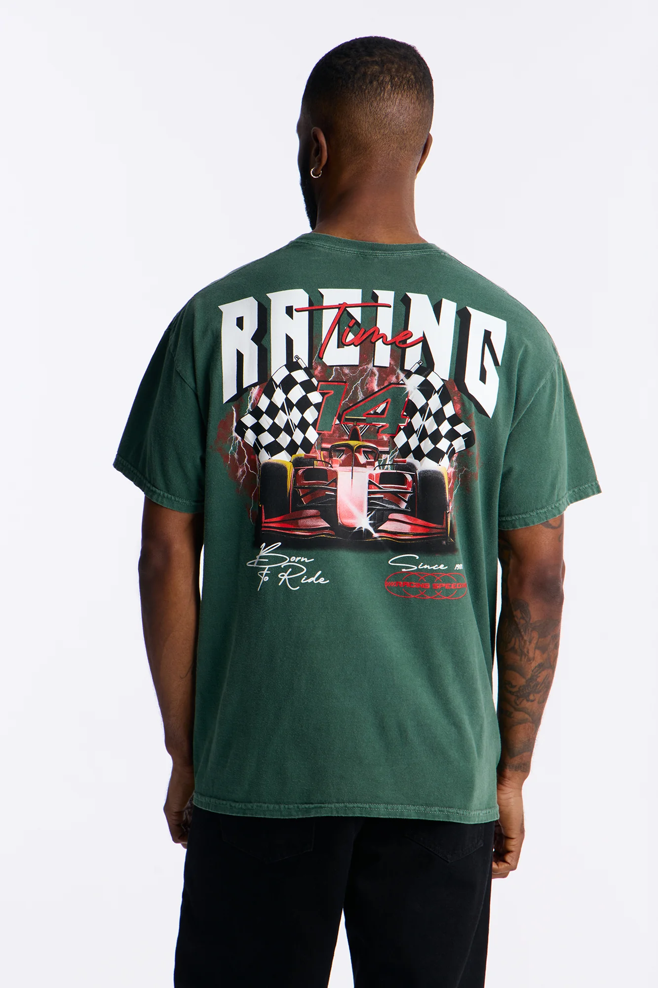 Racing Time Oversized Short Sleeve Tee - Hunter Green