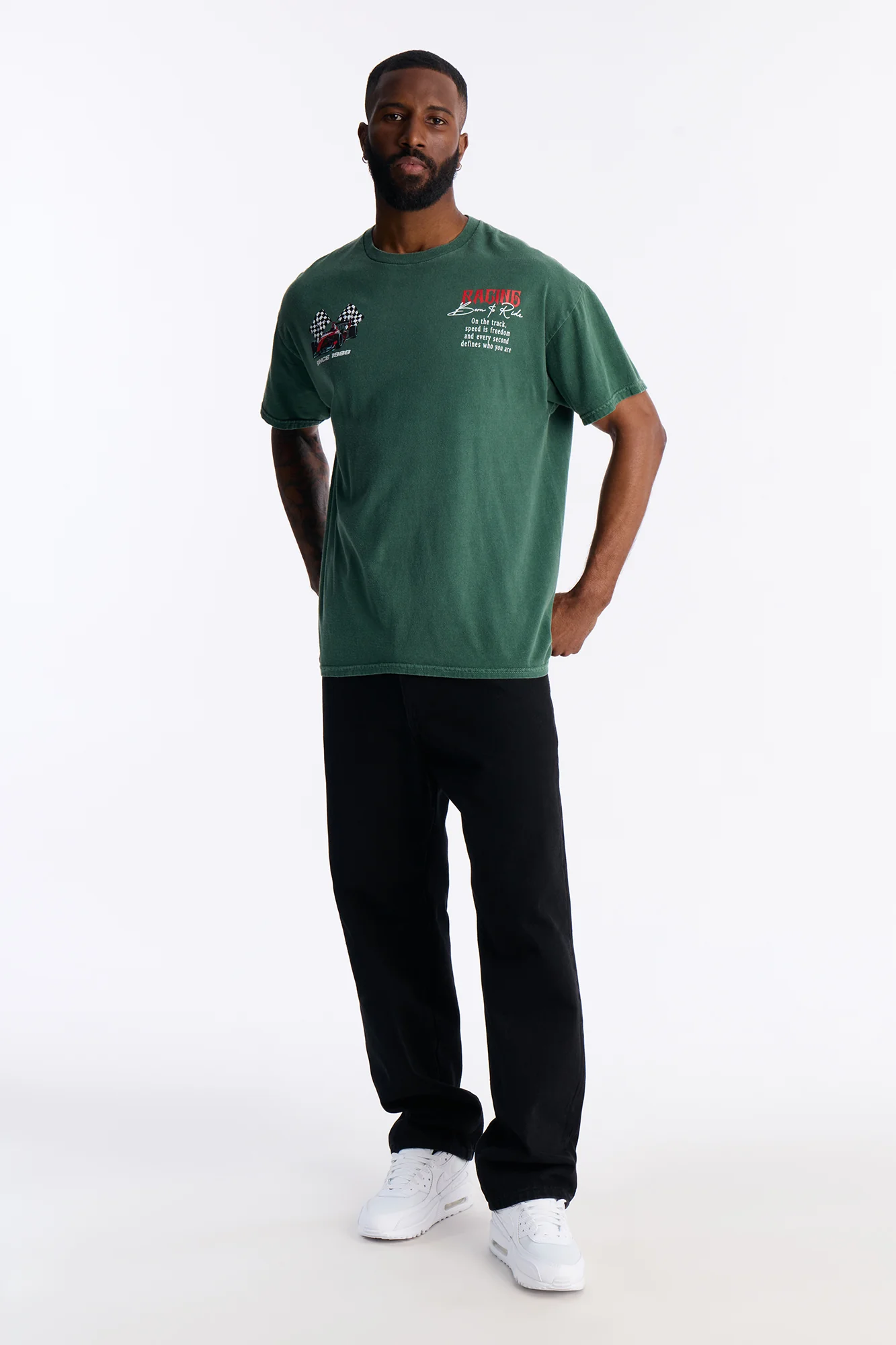 Racing Time Oversized Short Sleeve Tee - Hunter Green - Image 2