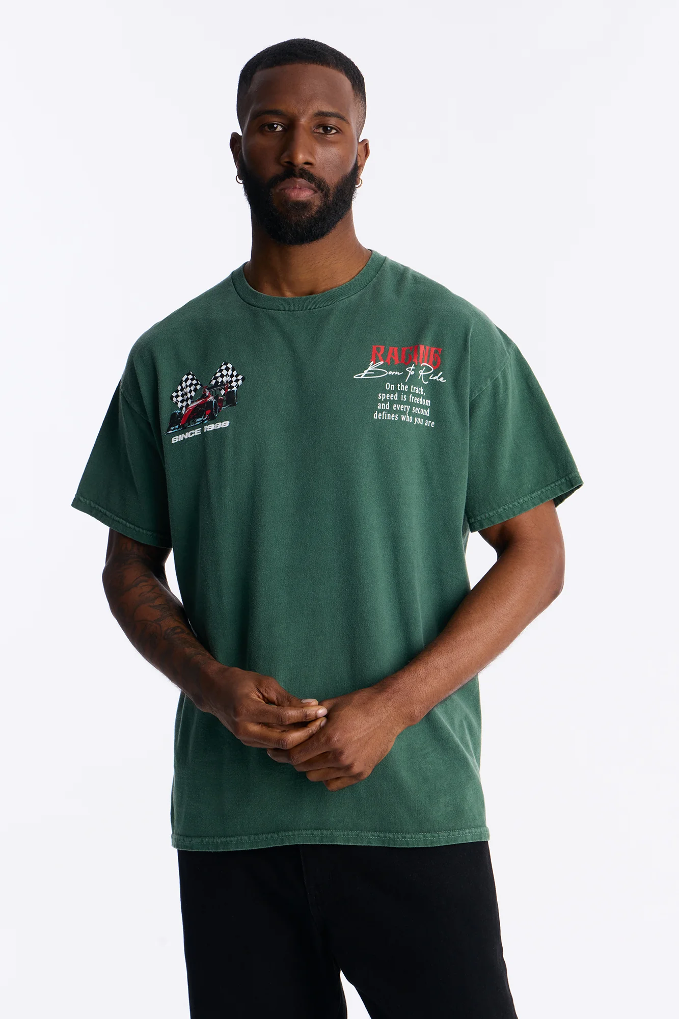 Racing Time Oversized Short Sleeve Tee - Hunter Green - Image 4