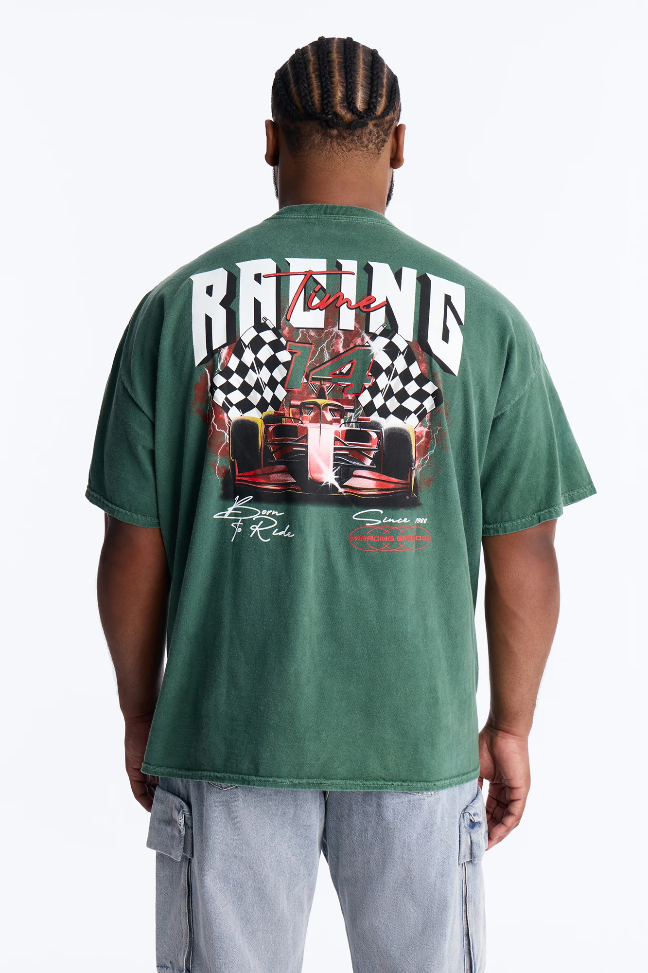 Racing Time Oversized Short Sleeve Tee - Hunter Green - Image 5