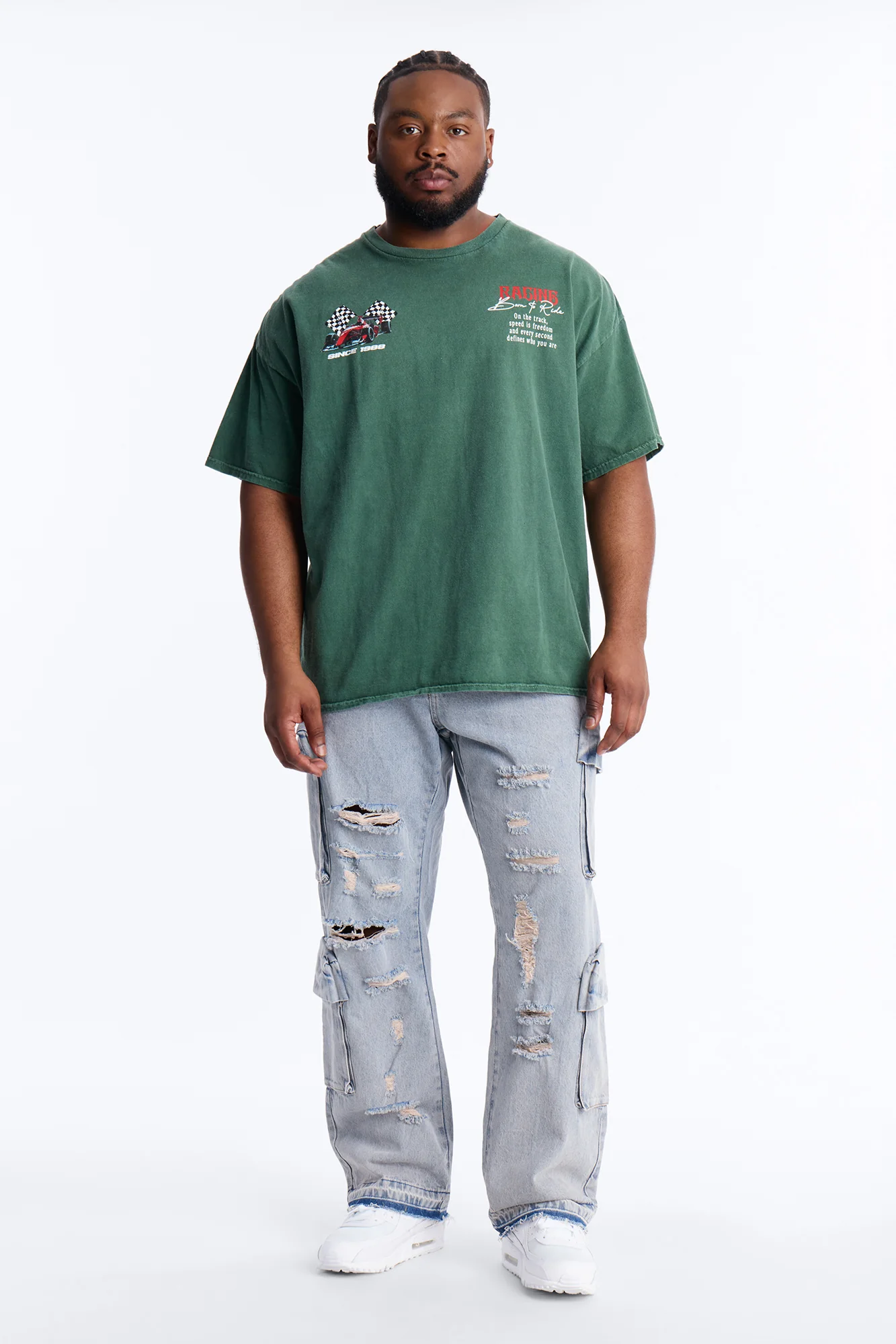 Racing Time Oversized Short Sleeve Tee - Hunter Green - Image 6
