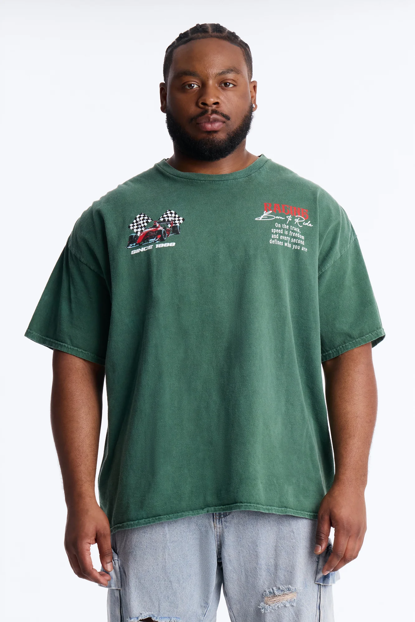 Racing Time Oversized Short Sleeve Tee - Hunter Green - Image 8
