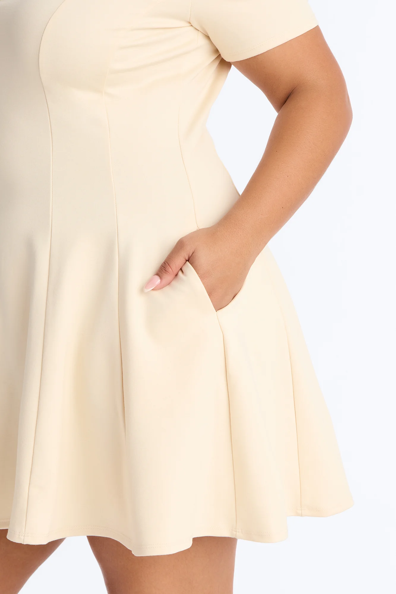 Racket Up Collared Mini Dress - Cream - Image 6
