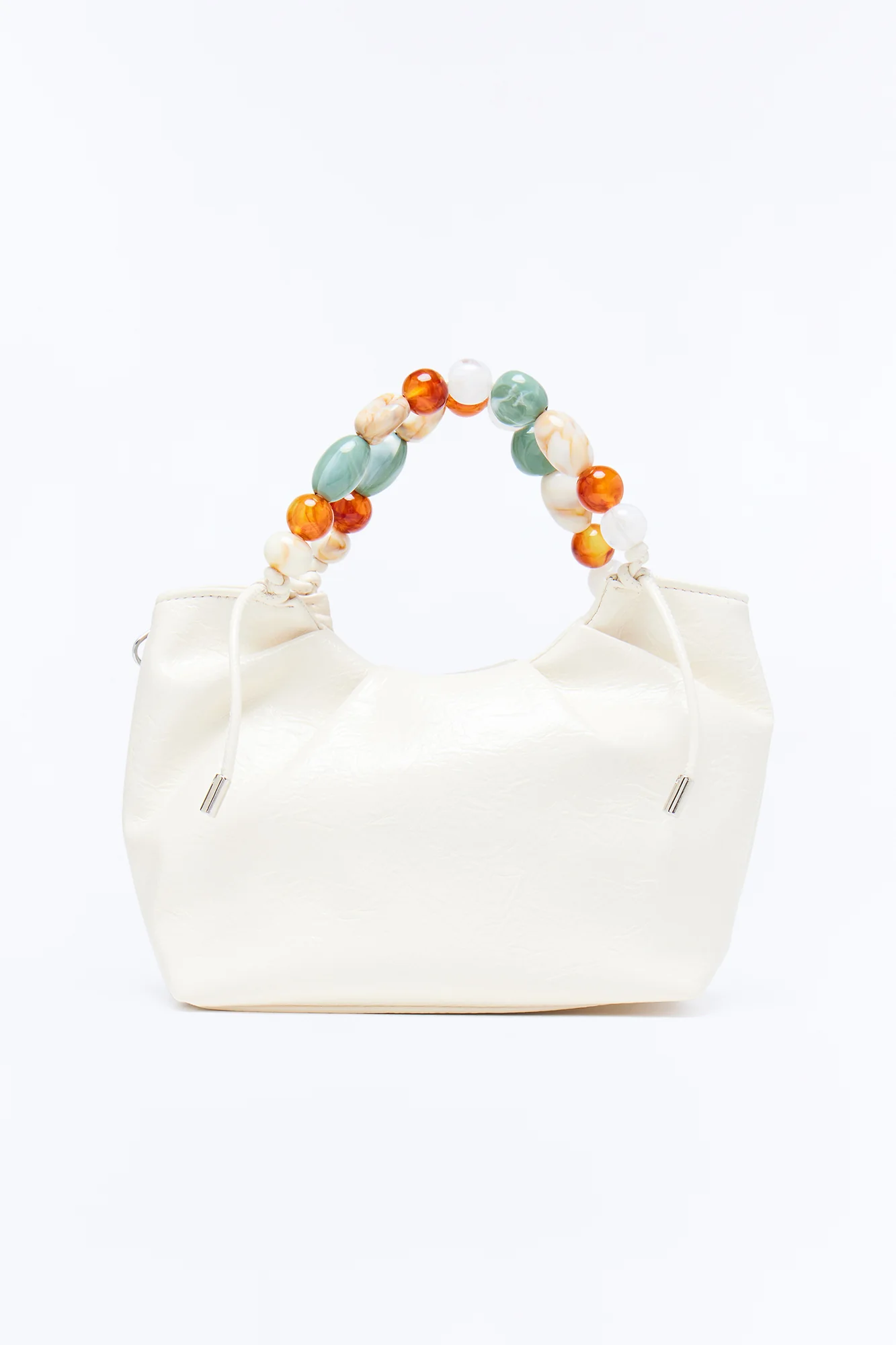 Radiance Gem Faux Leather Shoulder Handbag - Ivory - Image 4