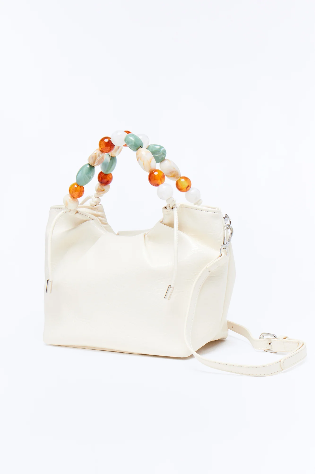 Radiance Gem Faux Leather Shoulder Handbag - Ivory - Image 5