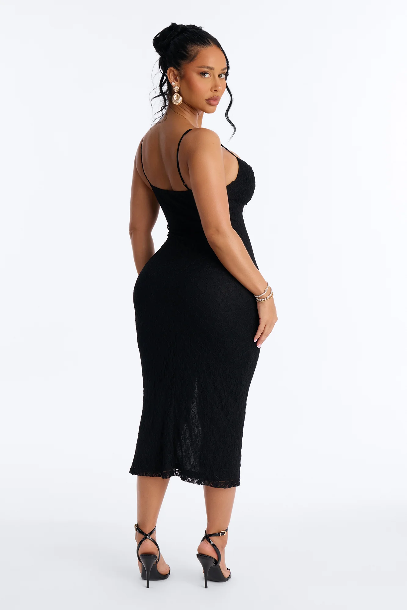 Raeanne Lace Midi Dress - Black - Image 4
