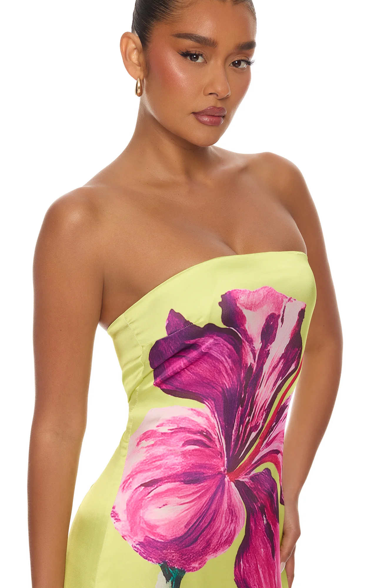 Raelynne Strapless Satin Maxi Dress - Lime - Image 3