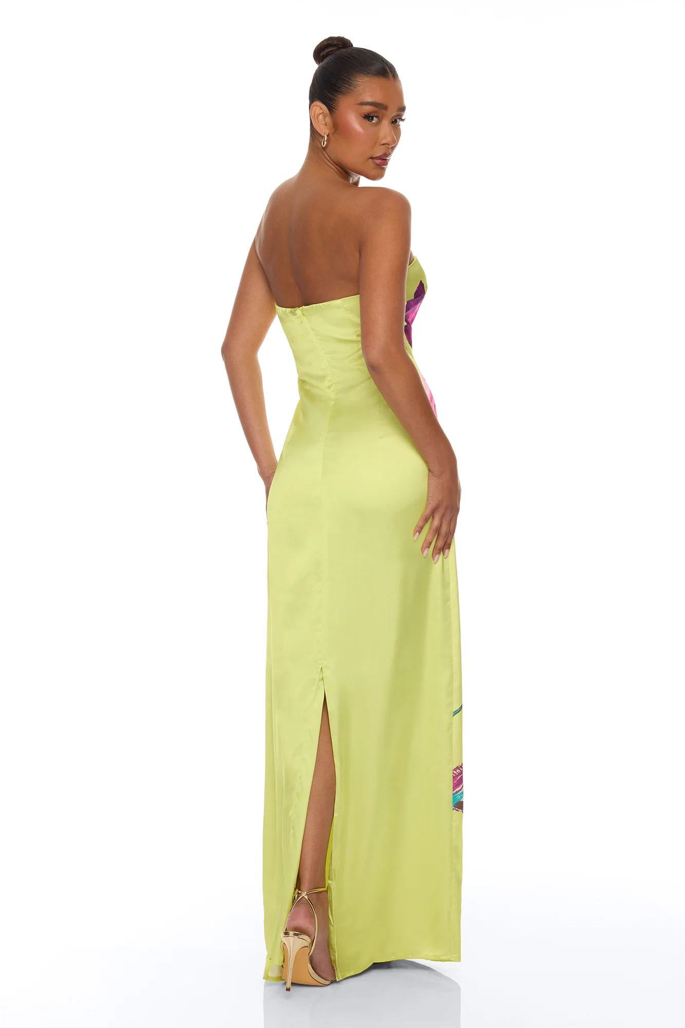 Raelynne Strapless Satin Maxi Dress - Lime - Image 4