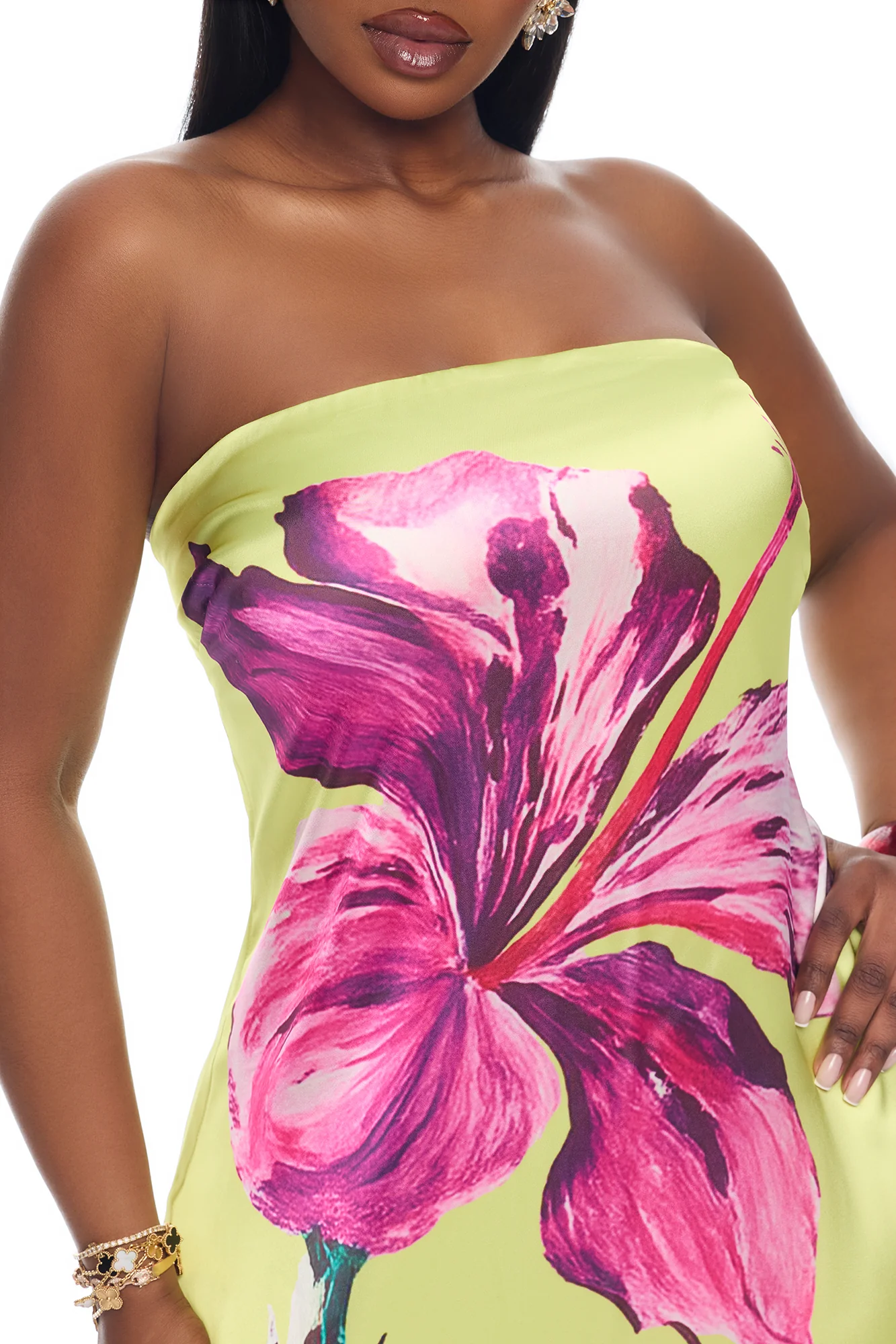 Raelynne Strapless Satin Maxi Dress - Lime - Image 7
