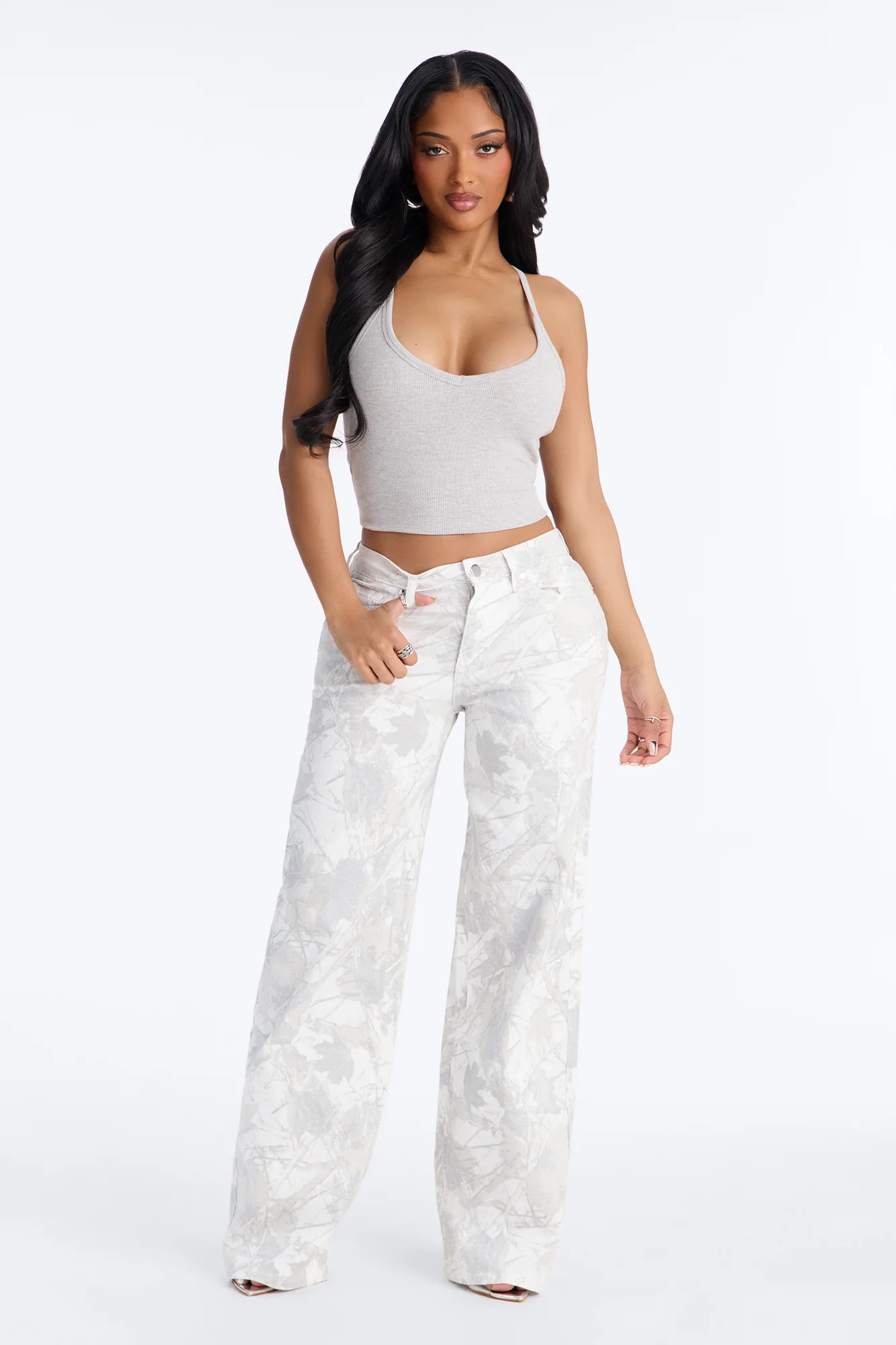 Raffi Mid Rise Camouflage Pant 33″ - Ivory/combo
