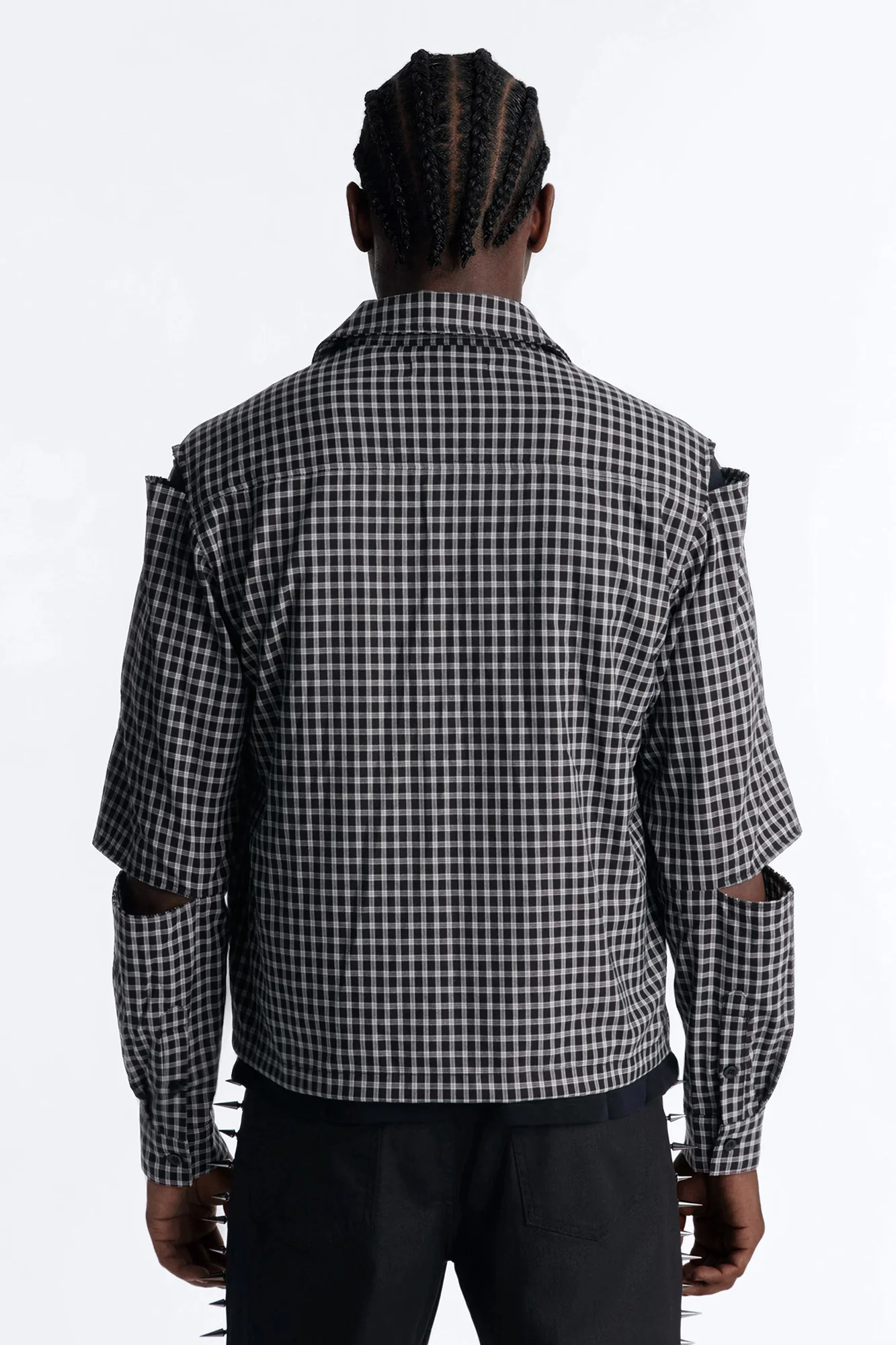 Railcut Plaid Button Up Shirt - Black - Image 4