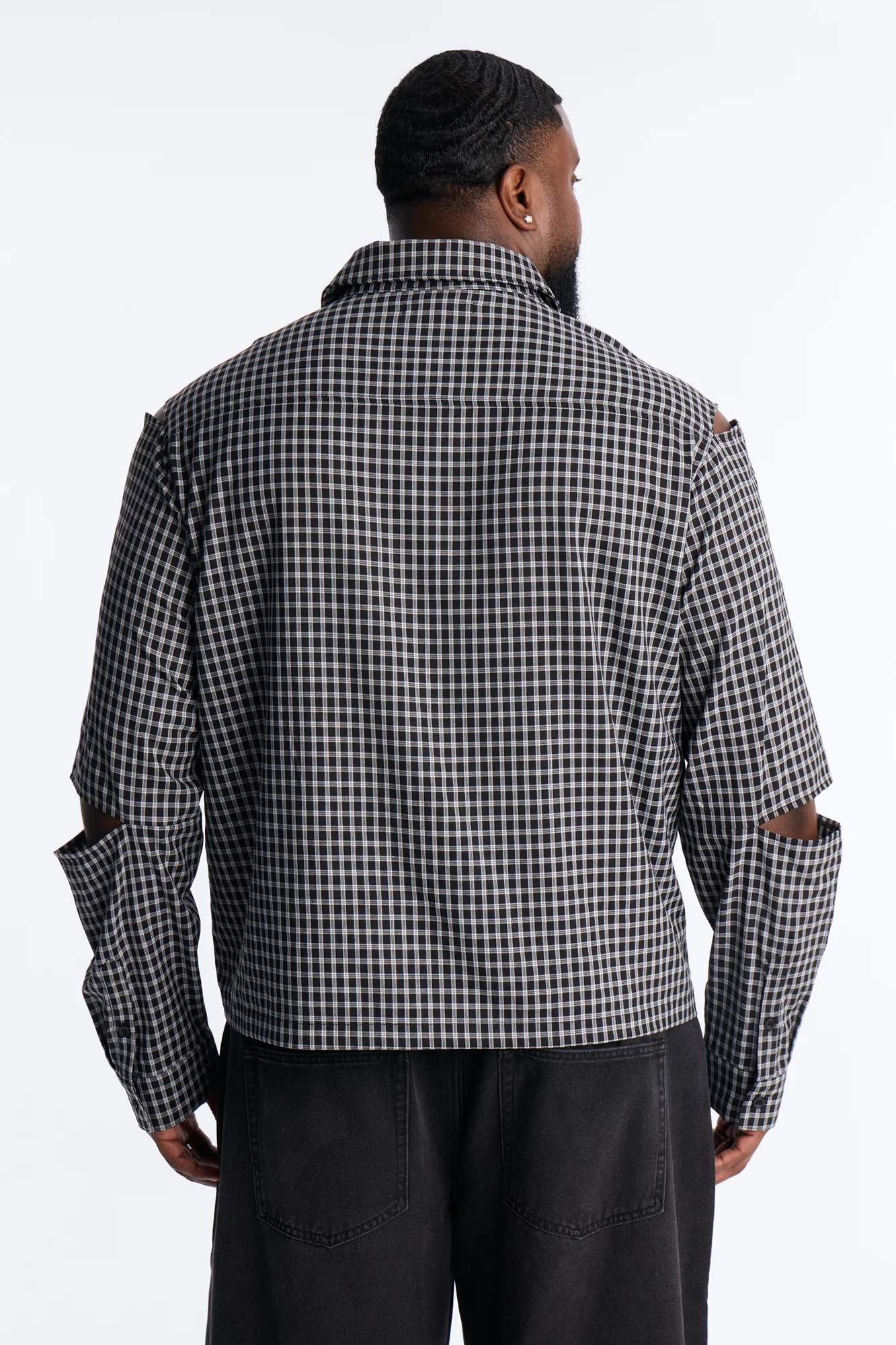 Railcut Plaid Button Up Shirt - Black - Image 8