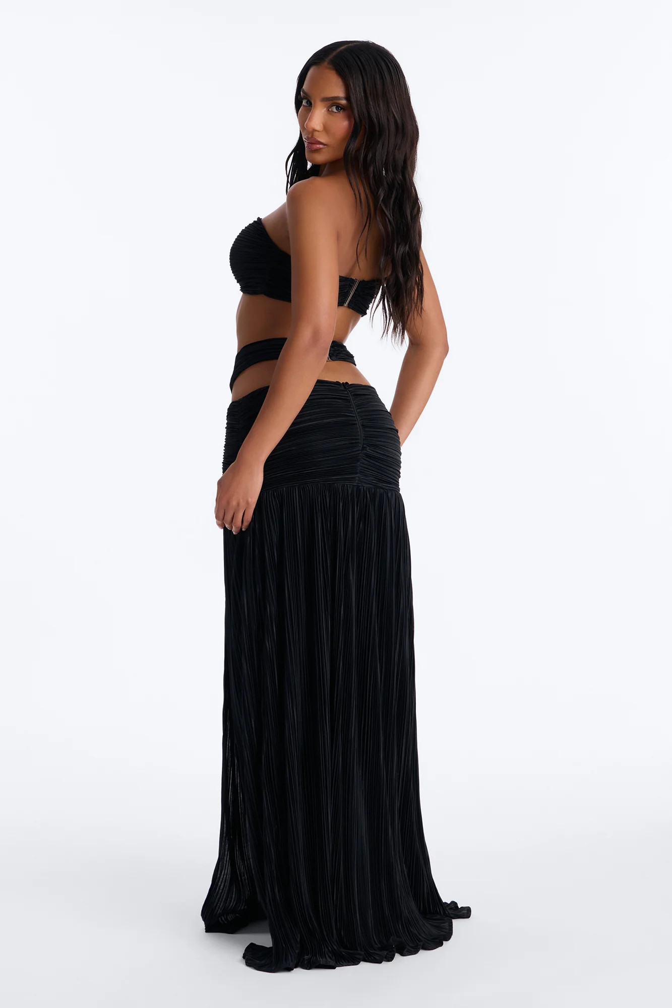 Raina Strapless Plisse Skirt Set - Black - Image 4