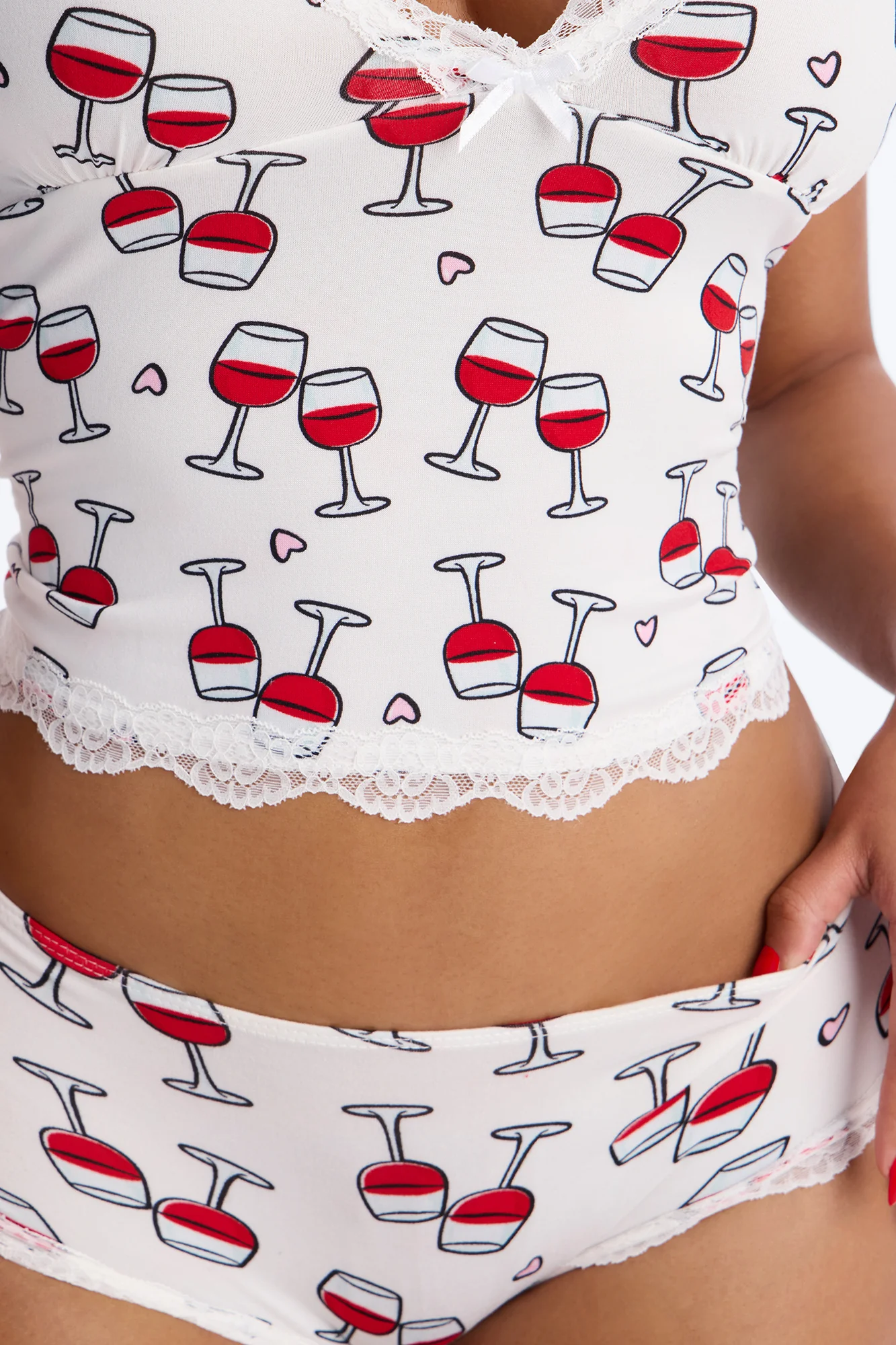 Raise A Glass Cami PJ Short Set - White/combo - Image 2