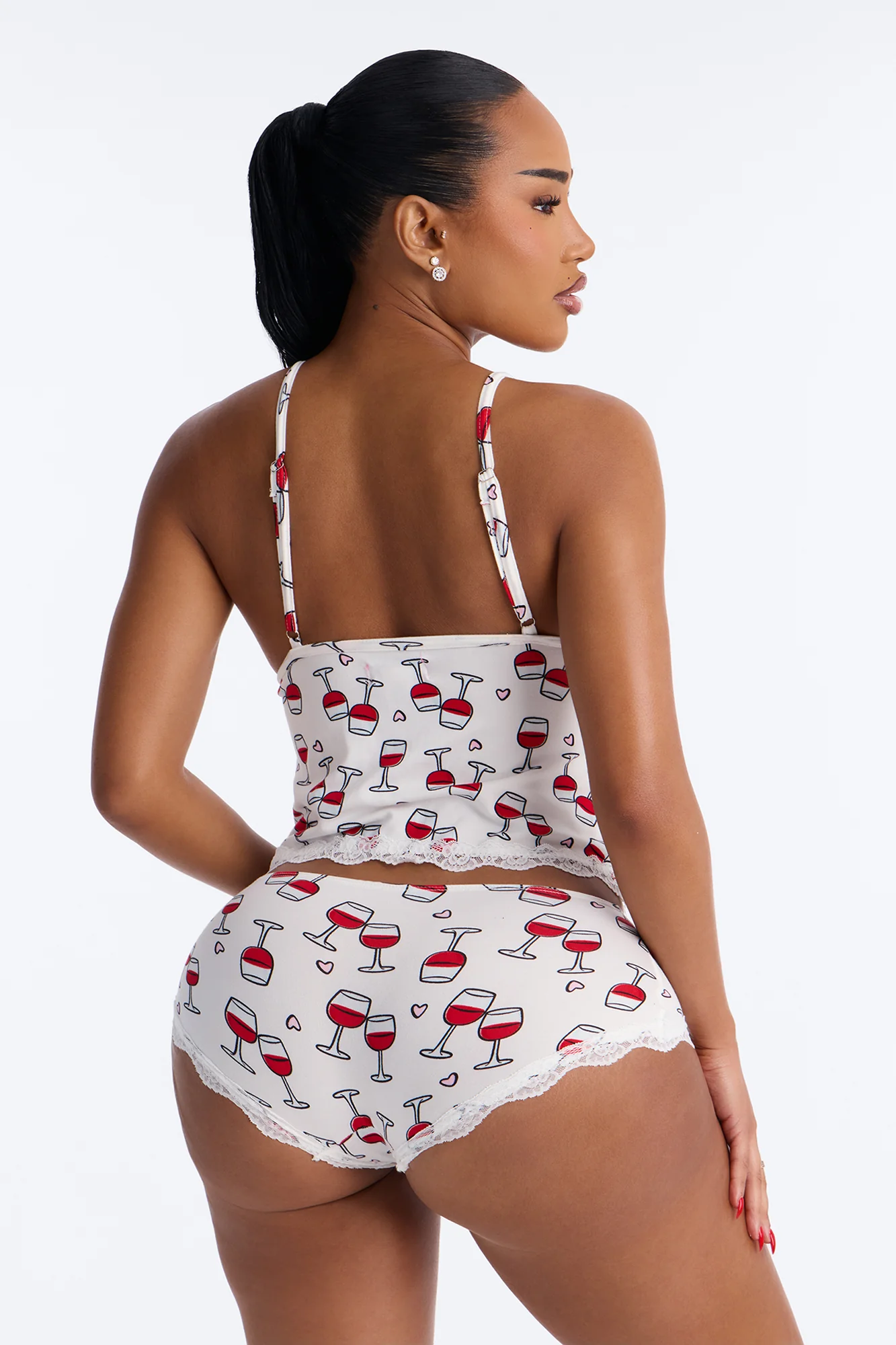 Raise A Glass Cami PJ Short Set - White/combo - Image 3