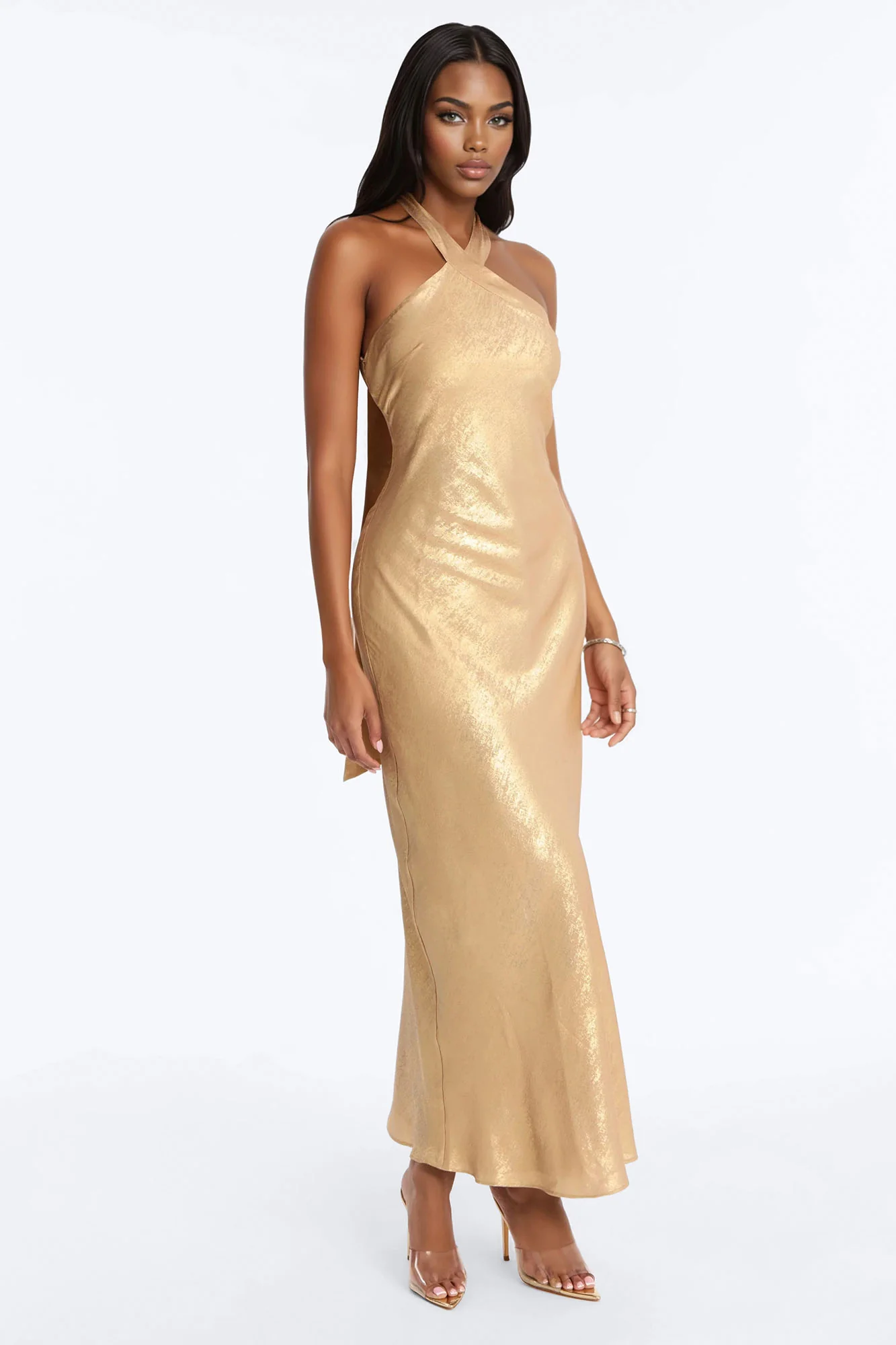 Raise The Bar Metallic Gown - Gold